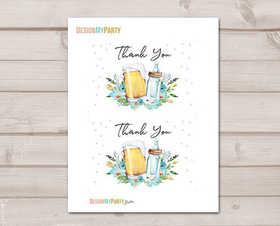 Brewing Thank you Card A Baby is Brewing Thank You Note 4x6" Love is Brewing Beer Baby Shower Boy Blue Couples Shower Instant Download 0190