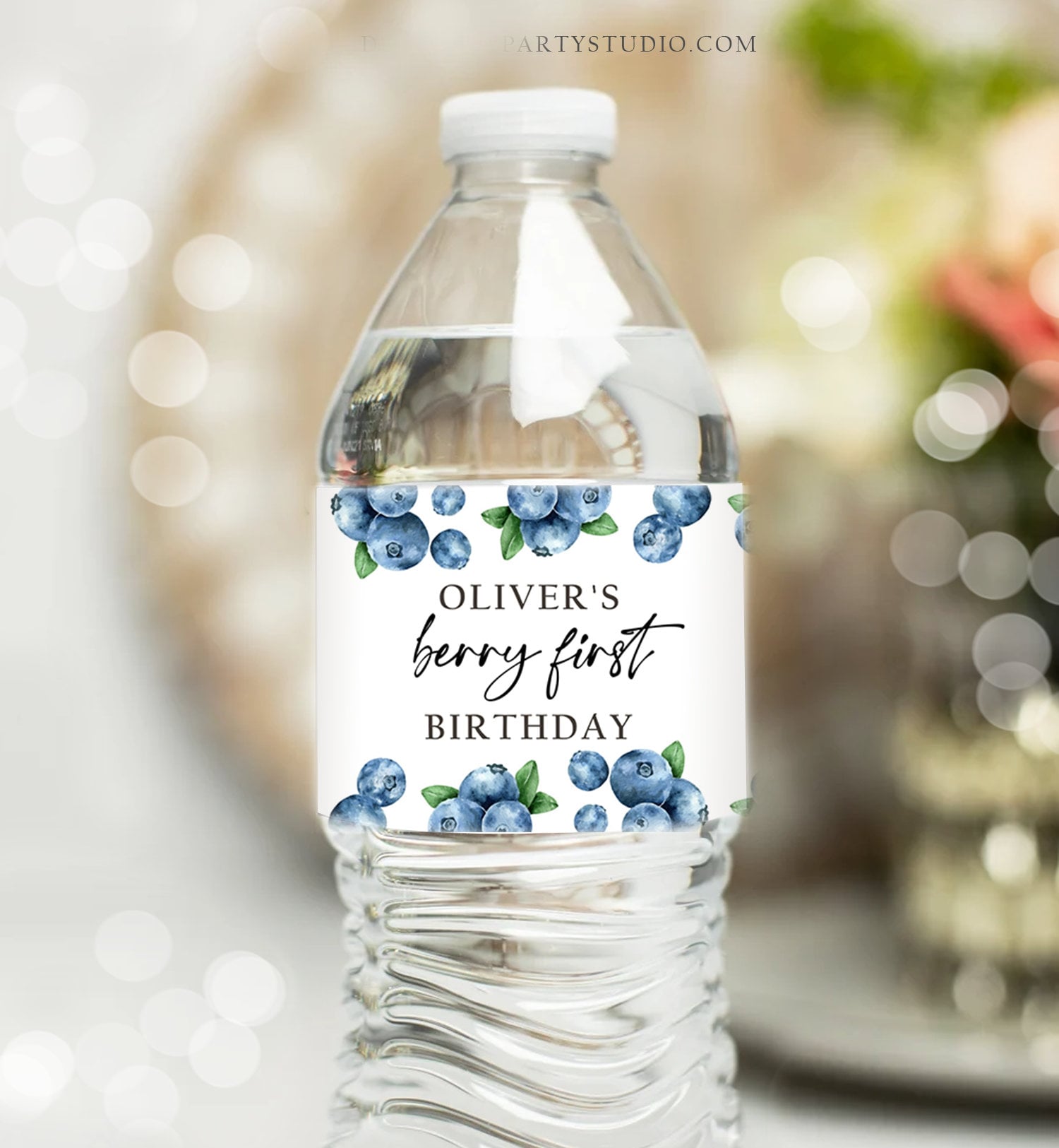Editable Blueberry Water Bottle Labels Berry First Birthday Decor Berry Sweet 1st Birthday Party Boy Blue Printable Template Corjl 0399