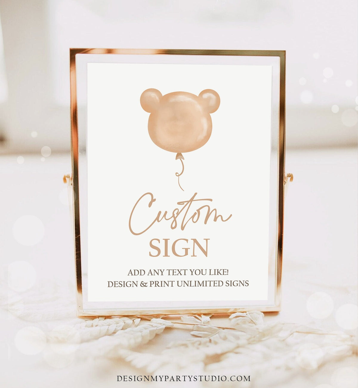 Editable Teddy Bear Custom Sign Birthday Bear Baby Shower Bearly Wait Boho Modern Balloon Picnic Digital Download Template Printable 0439