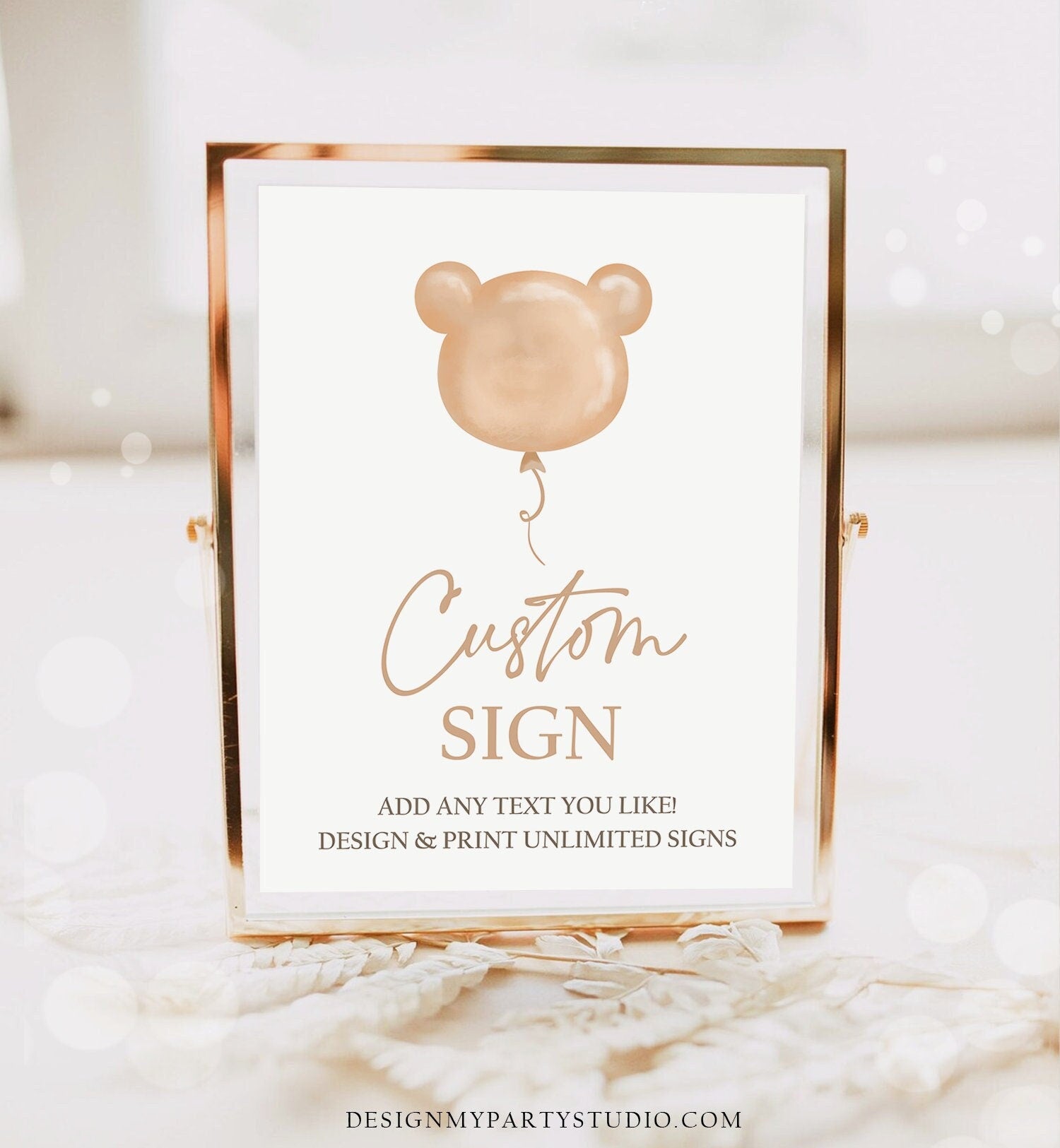 Editable Teddy Bear Custom Sign Birthday Bear Baby Shower Bearly Wait Boho Modern Balloon Picnic Digital Download Template Printable 0439