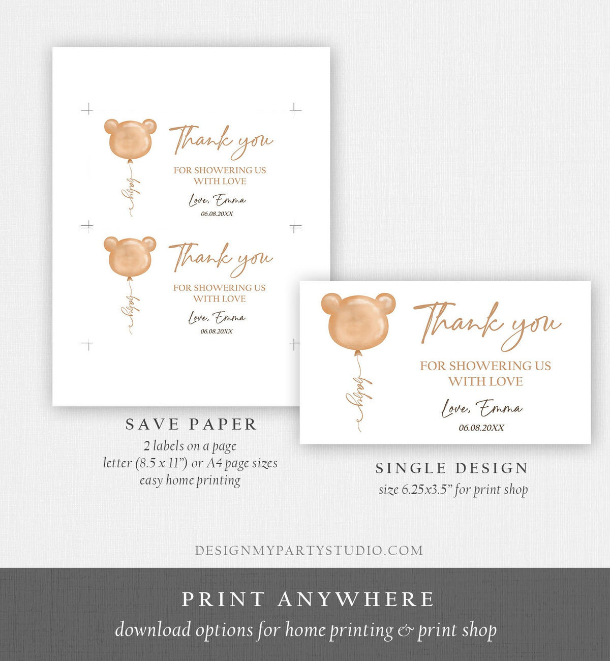 Editable Teddy Bear Gable Box Favor Label Bear Baby Shower Favor Box Label Beary Much Bearly Wait Digital Download Printable 0439