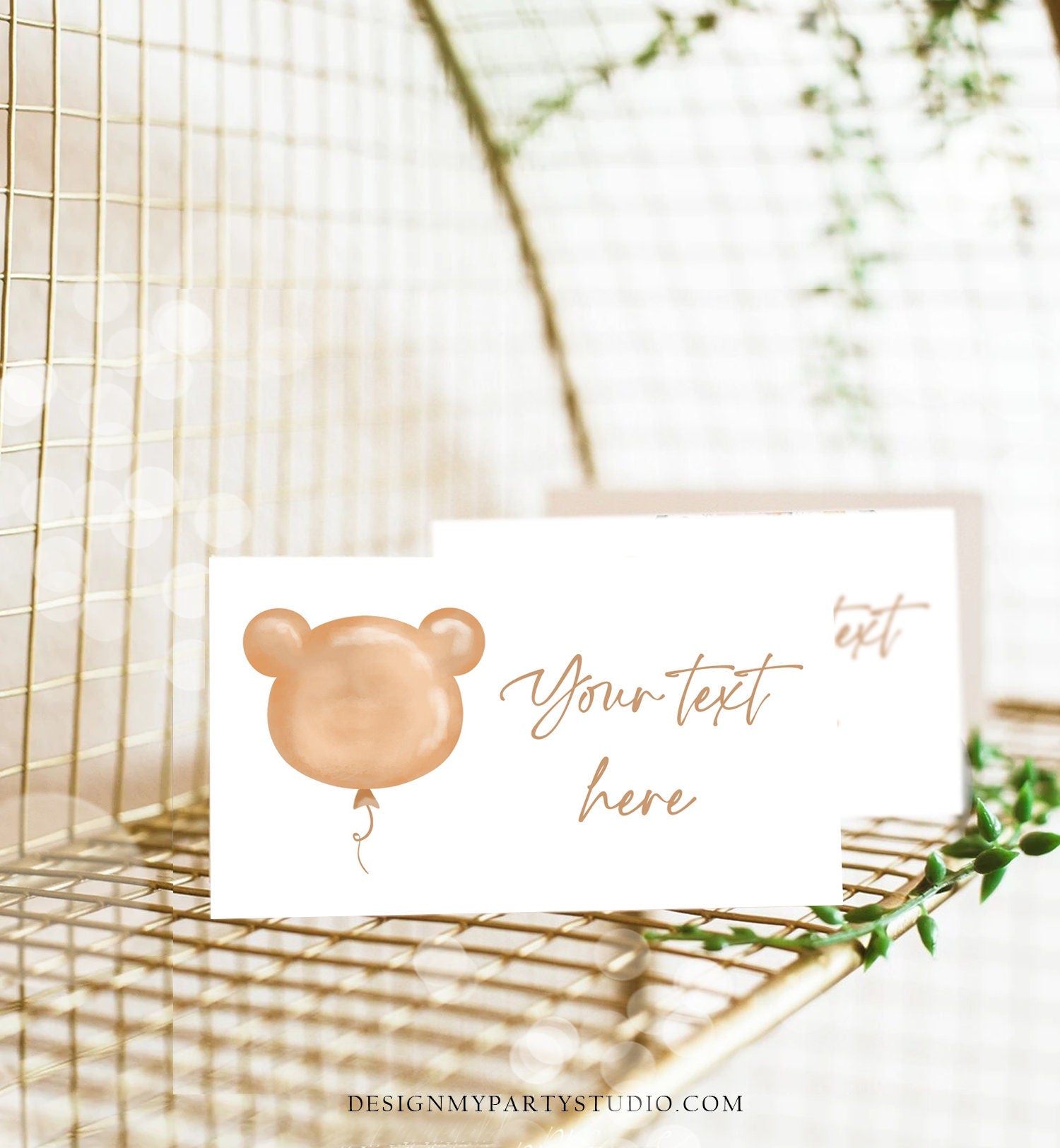 Editable Food Labels Teddy Bear Baby Shower Place Card Tent Card Bearly Wait Bear Balloon Modern Beary 1st Birthday Template Printable 0439