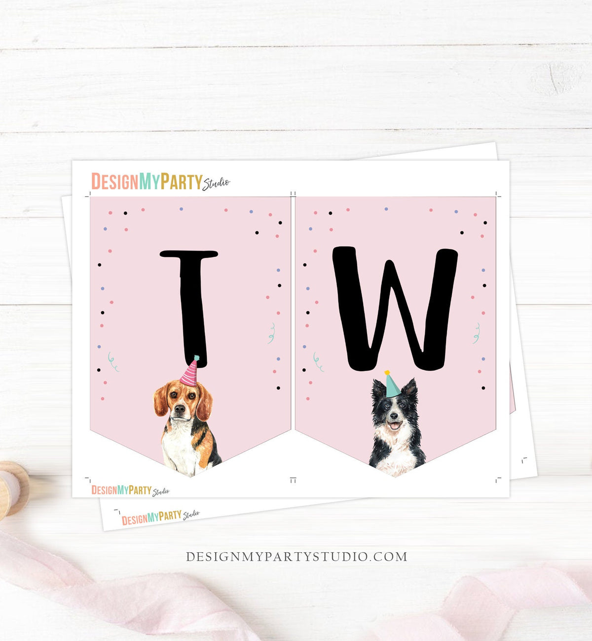 Puppy 2nd Birthday High Chair Banner Dog Birthday Party Puppy Birthday Girl TWO Banner Puppy Party Decor Dog Download PRINTABLE Digital 0384