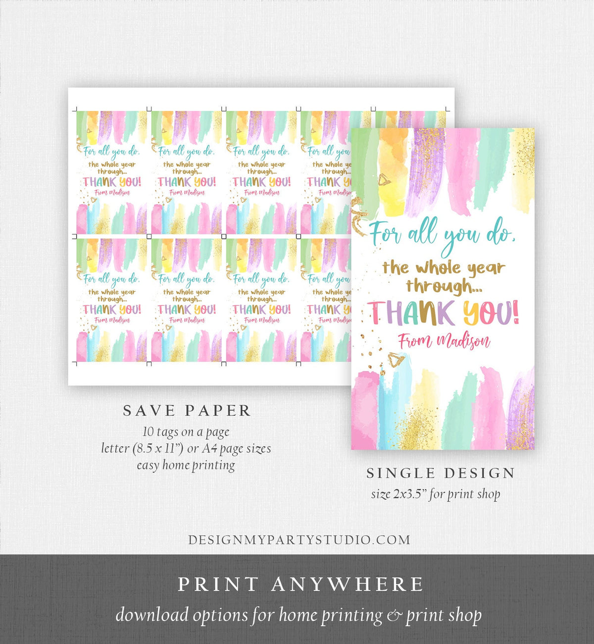 Editable Teacher Appreciation Favor Tags Teacher Tag Teacher Appreciation Week Tag Daycare Childcare School Digital Template Printable 0464