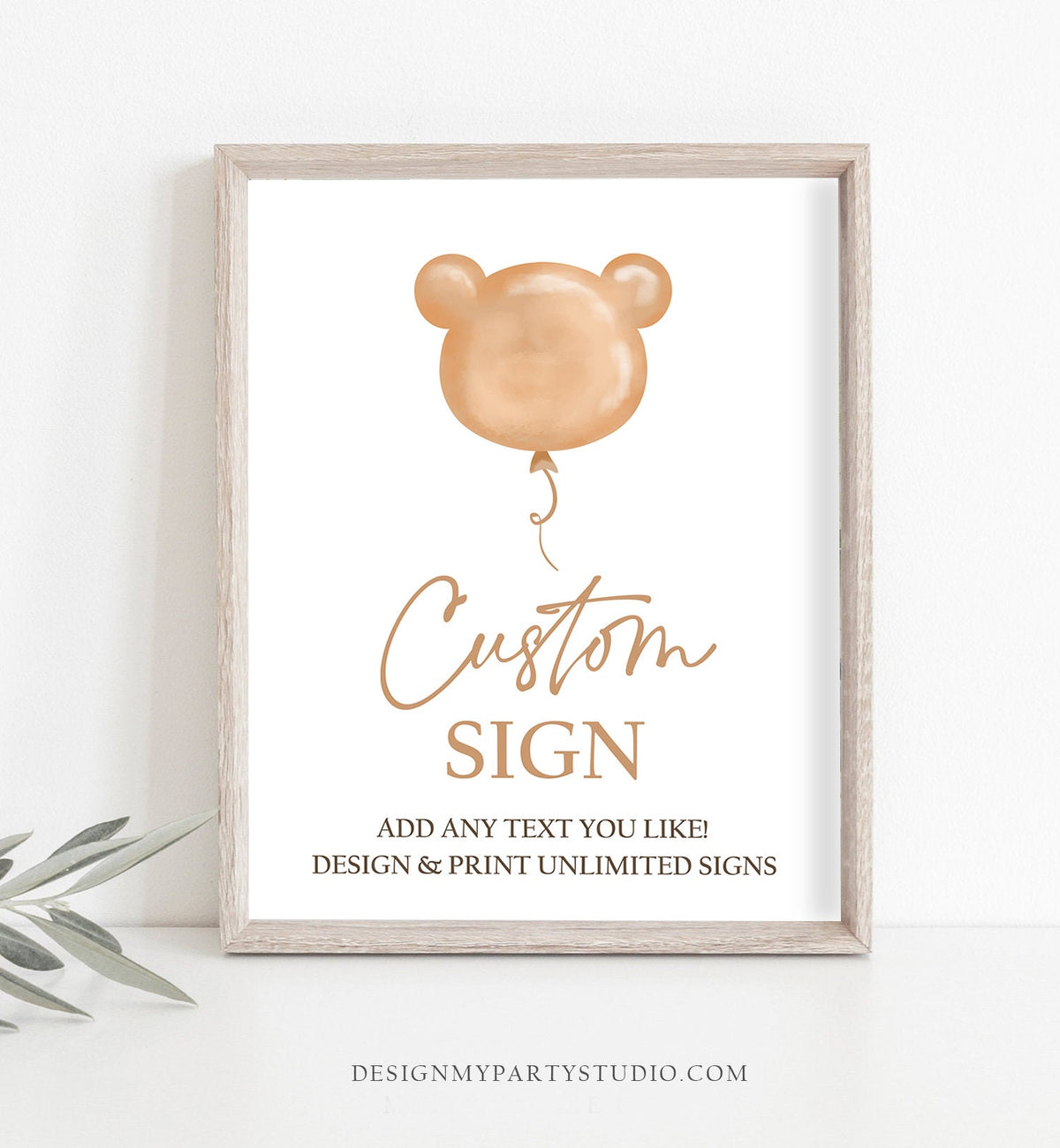 Editable Teddy Bear Custom Sign Birthday Bear Baby Shower Bearly Wait Boho Modern Balloon Picnic Digital Download Template Printable 0439
