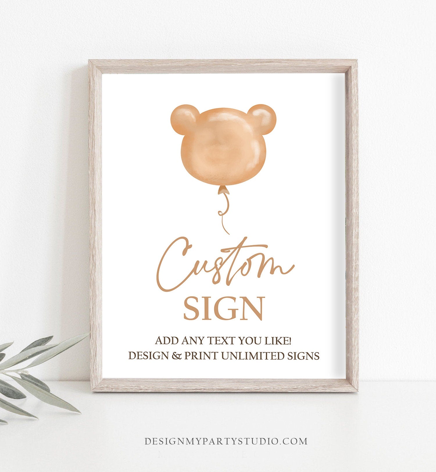Editable Teddy Bear Custom Sign Birthday Bear Baby Shower Bearly Wait Boho Modern Balloon Picnic Digital Download Template Printable 0439