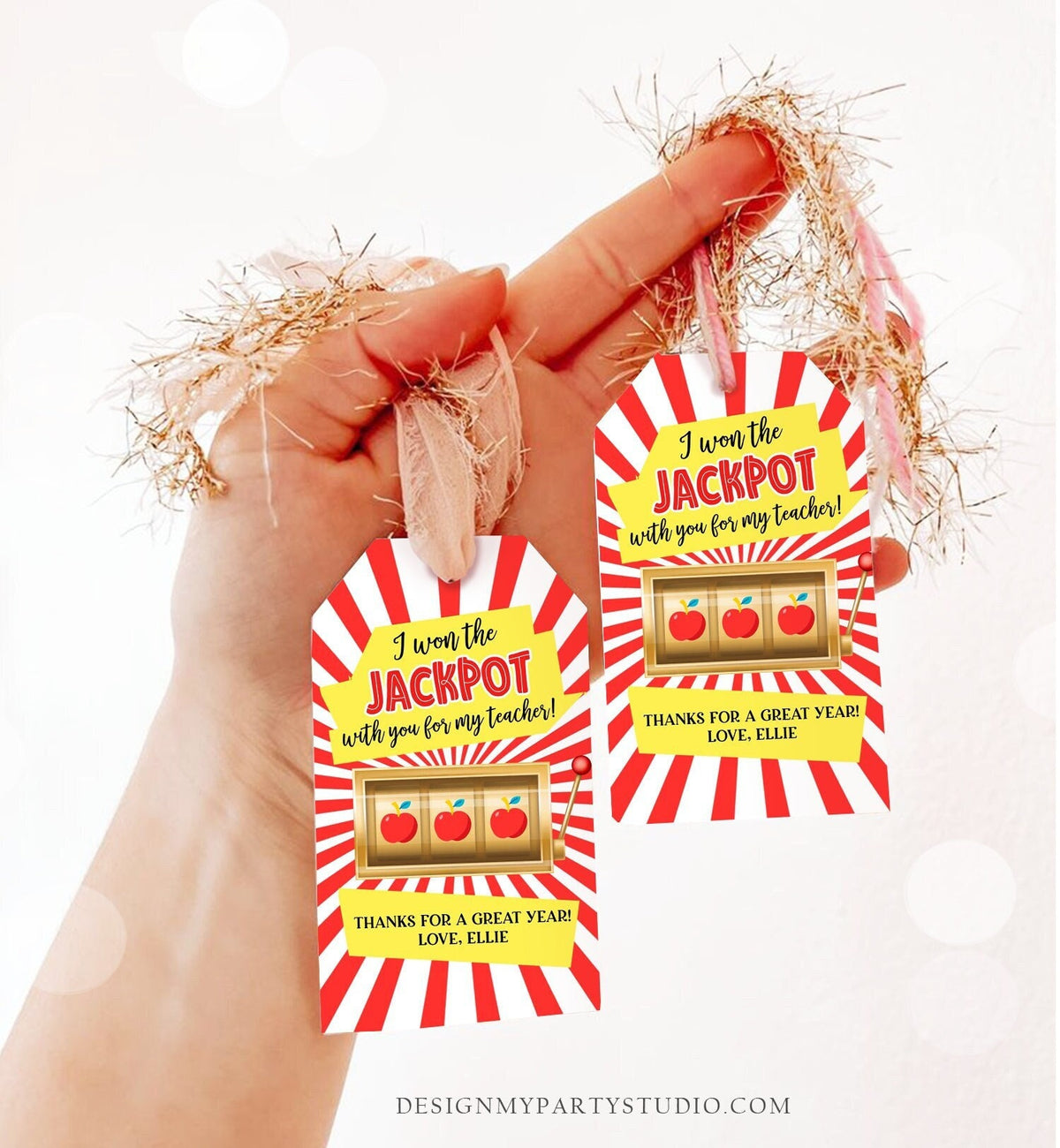 Editable Teacher Appreciation Gift Tags Jackpot Tag Teacher Tag School End of the Year Gift Tag Class Kids Digital Template Printable 0464