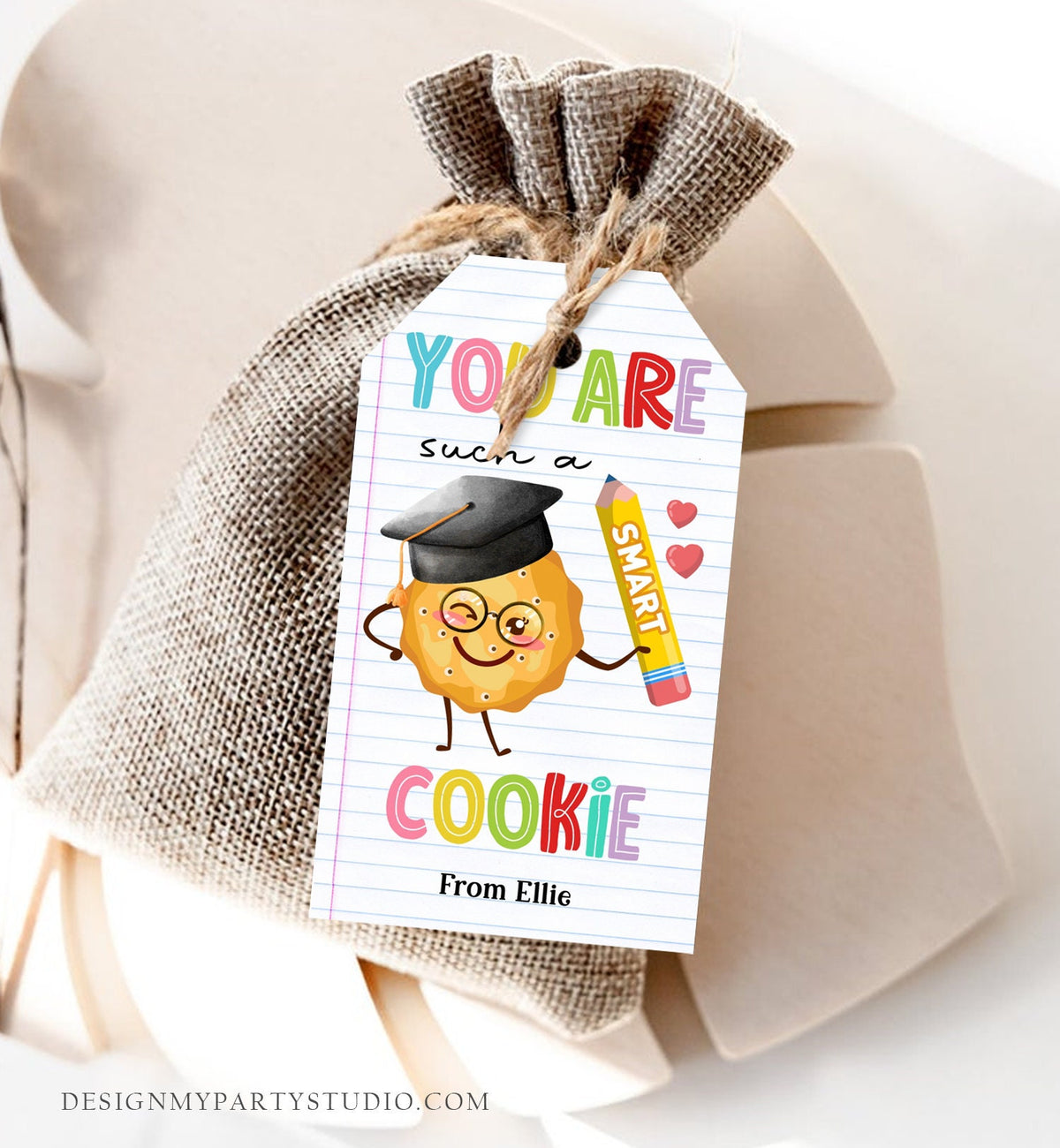 Editable You Are Such a Smart Cookie Tag Graduation Tag Teacher Tag End of School Classroom Chip Cookie Tag Digital Template Printable 0464