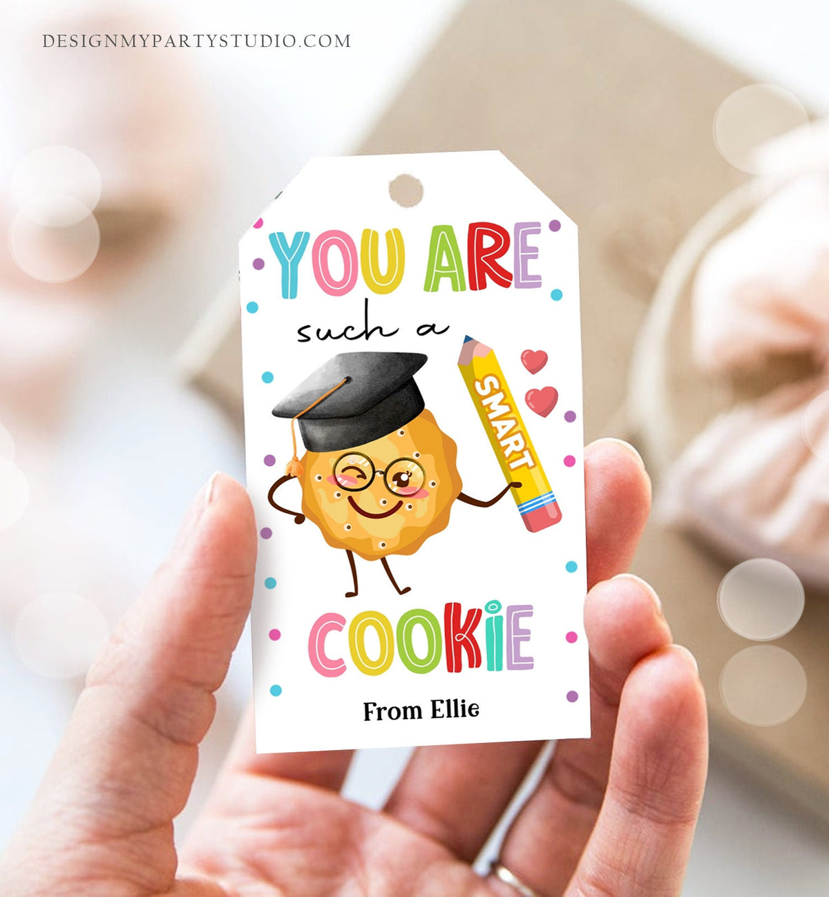 Editable You Are Such a Smart Cookie Tag Graduation Tag Teacher Tag End of School Classroom Chip Cookie Tag Digital Template Printable 0464