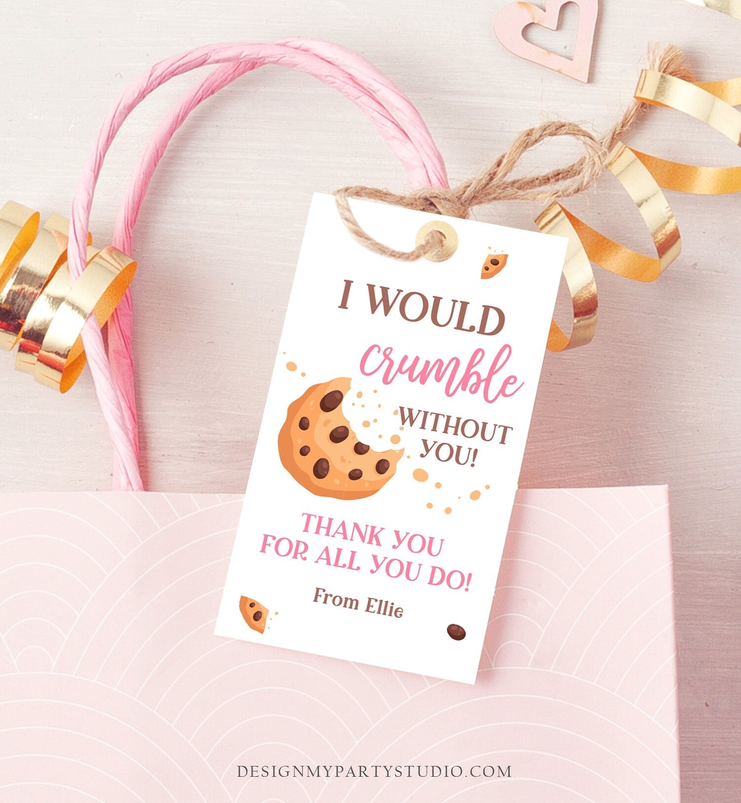 Editable Summer Teacher Appreciation Gift Tag Kids Would Crumble Without You Cookie Tag End Of School Year Digital Template Printable 0464