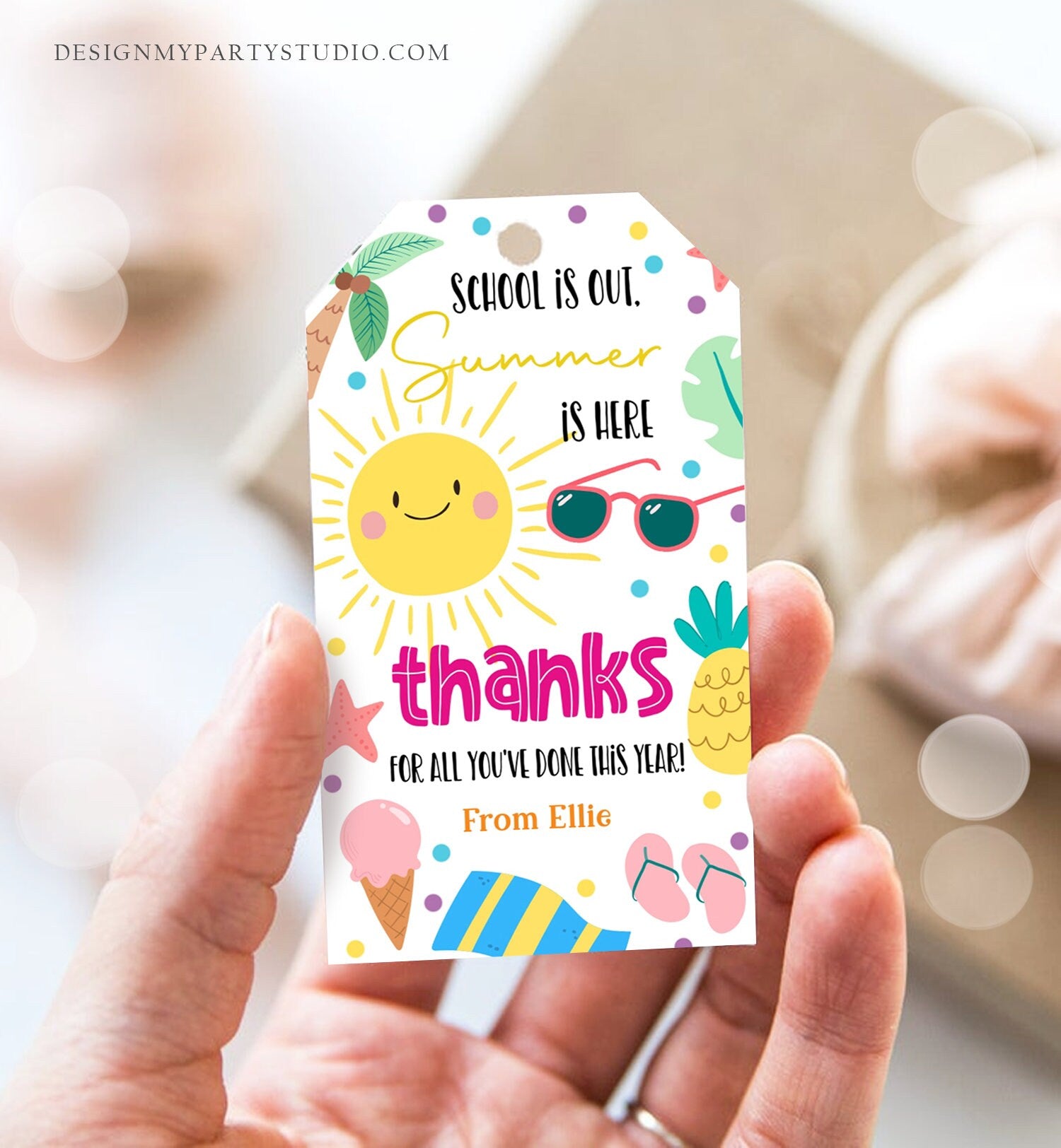 Editable Teacher Appreciation Gift Tags Sunshine Thank You Tag School - Design My Party Studio for Free Printable Teacher Summer Gift Tags