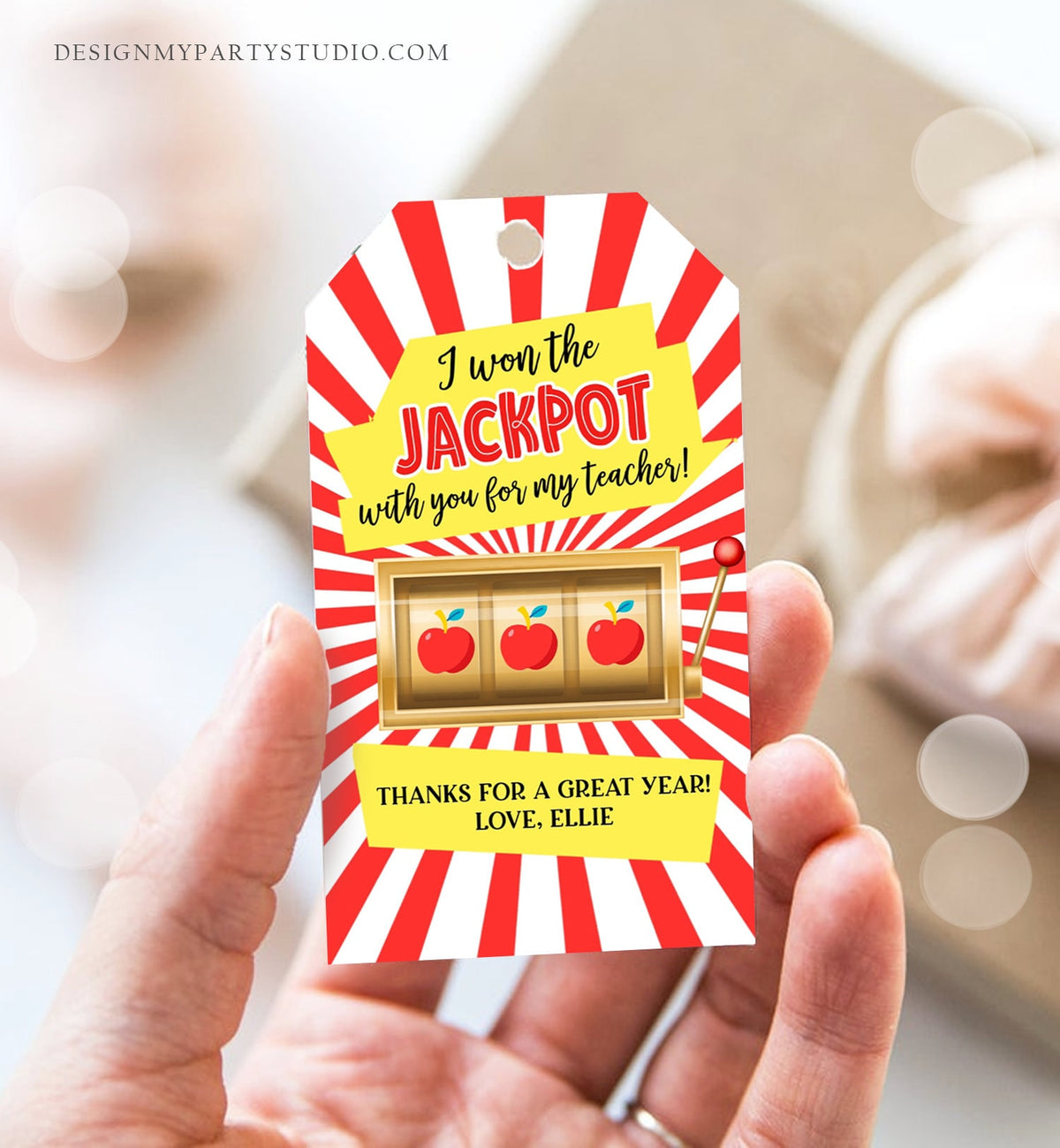 Editable Teacher Appreciation Gift Tags Jackpot Tag Teacher Tag School End of the Year Gift Tag Class Kids Digital Template Printable 0464
