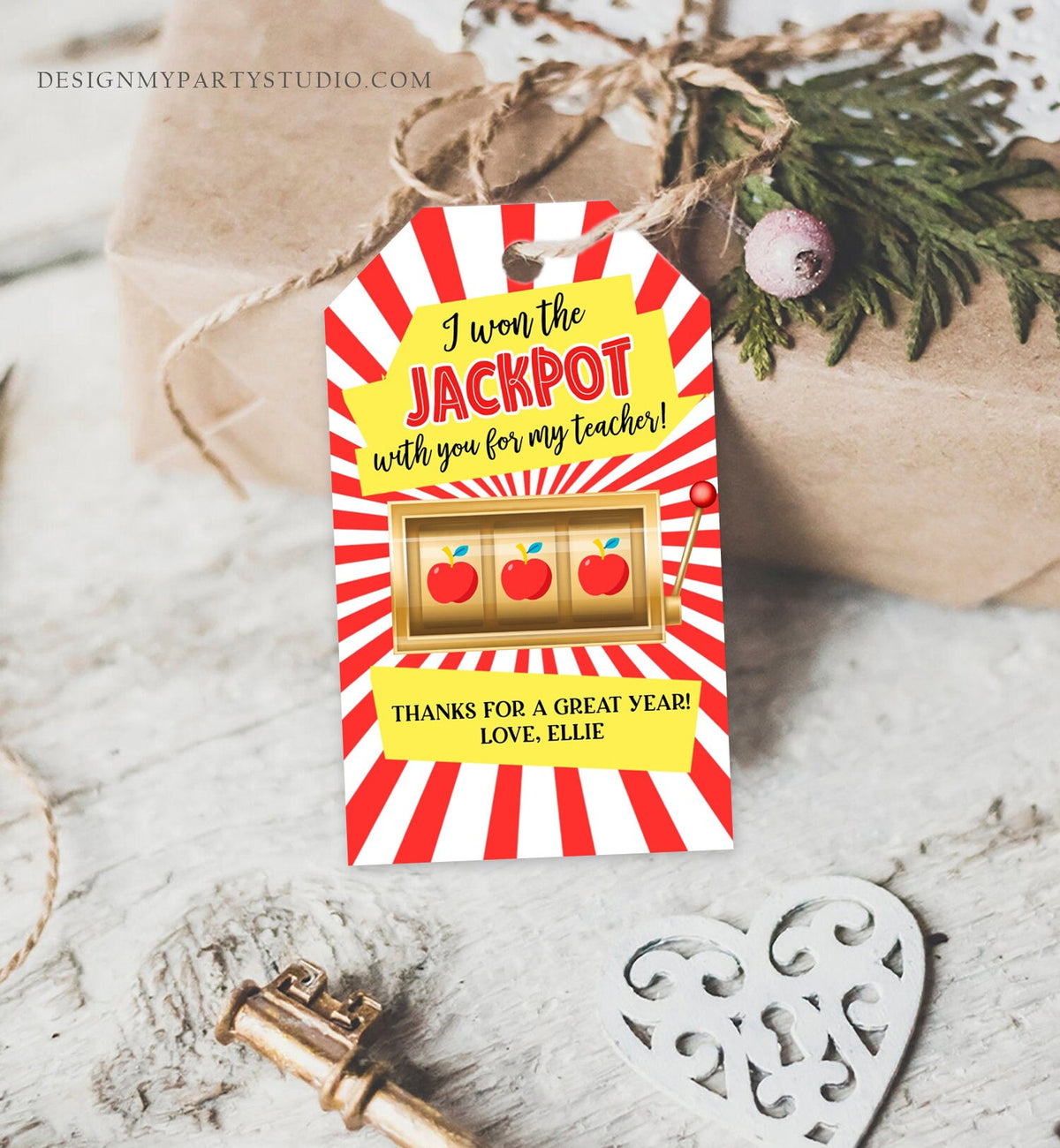 Editable Teacher Appreciation Gift Tags Jackpot Tag Teacher Tag School End of the Year Gift Tag Class Kids Digital Template Printable 0464