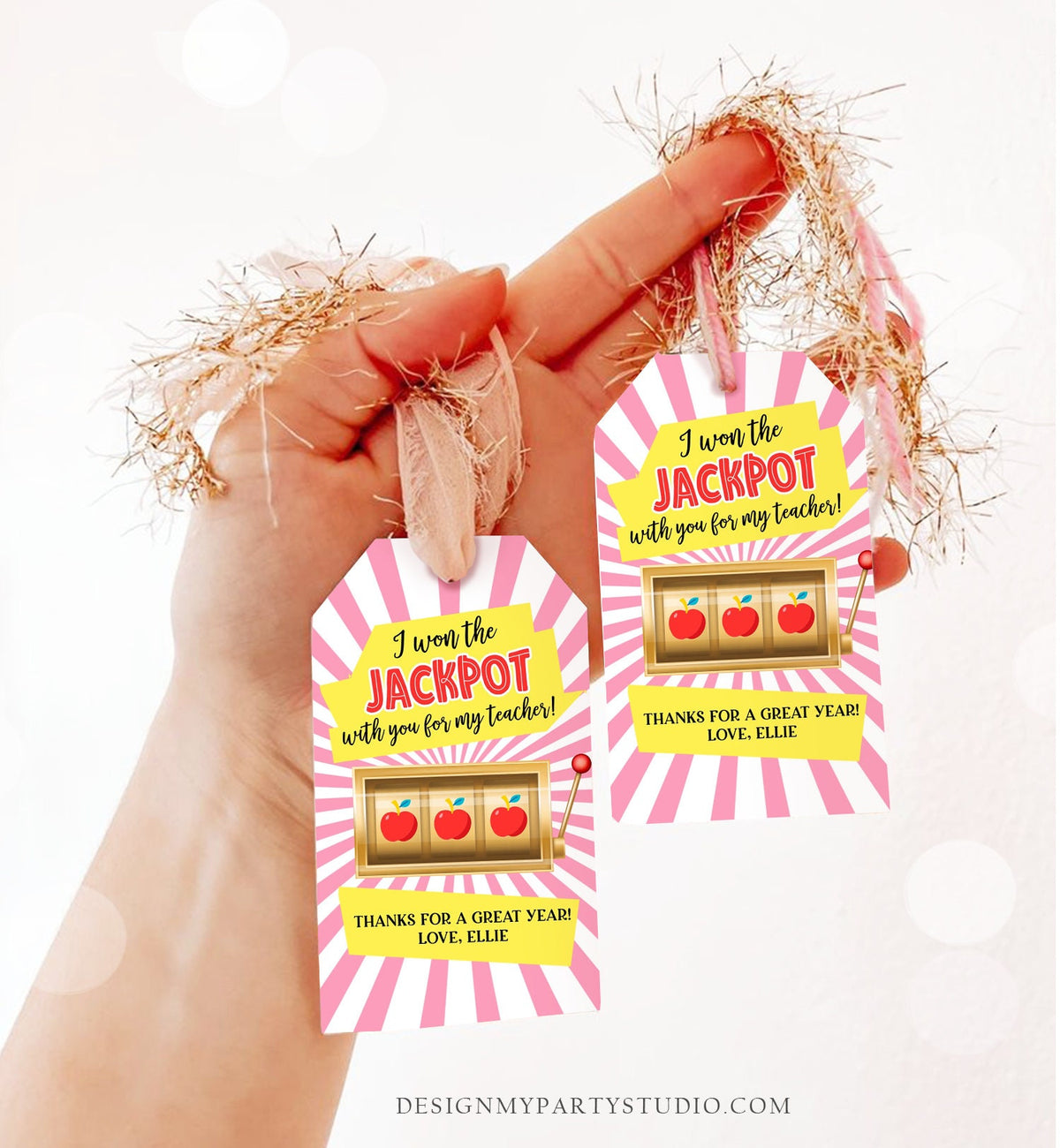 Editable Teacher Appreciation Gift Tags Jackpot Tag Teacher Tag School End of the Year Gift Tag Class Kids Corjl Template Printable 0464