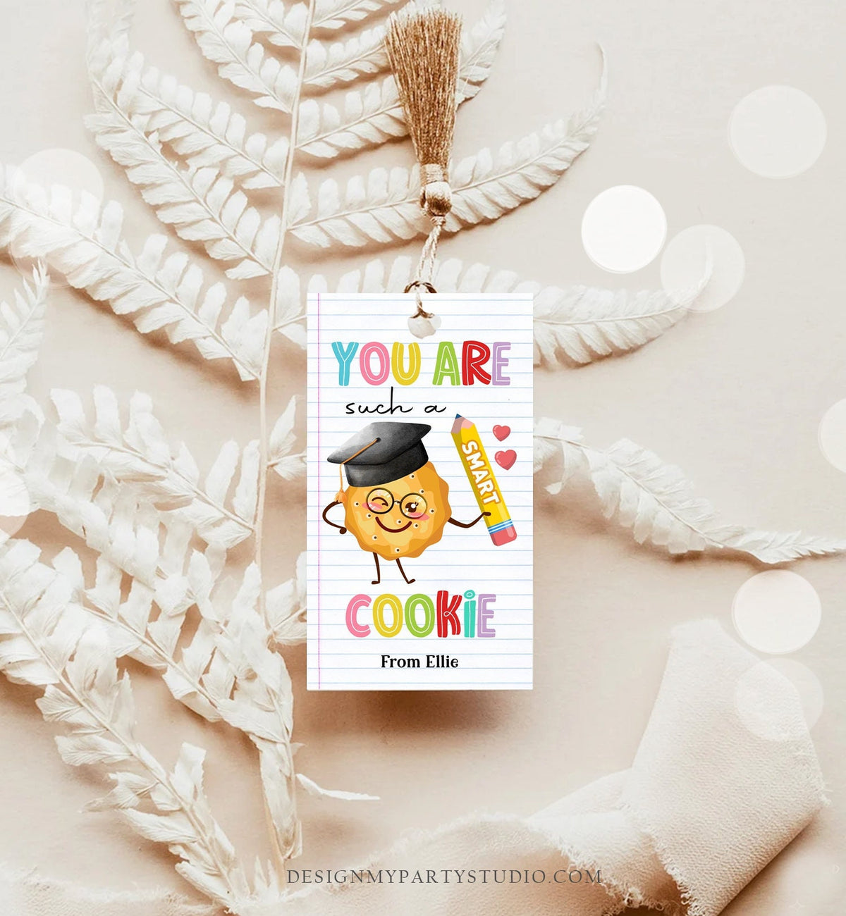 Editable You Are Such a Smart Cookie Tag Graduation Tag Teacher Tag End of School Classroom Chip Cookie Tag Digital Template Printable 0464