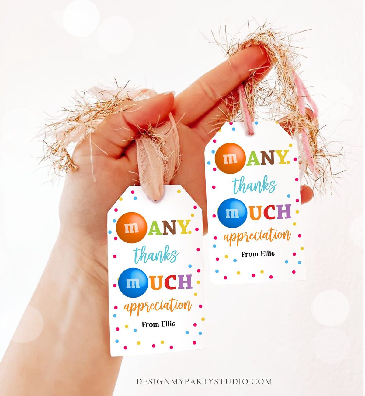 Editable M&amp;M Candy Tag Many Thanks Teacher Appreciation Tag Candy Gift Tag Employee Coworker Staff Thank You Corjl Template Printable 0464