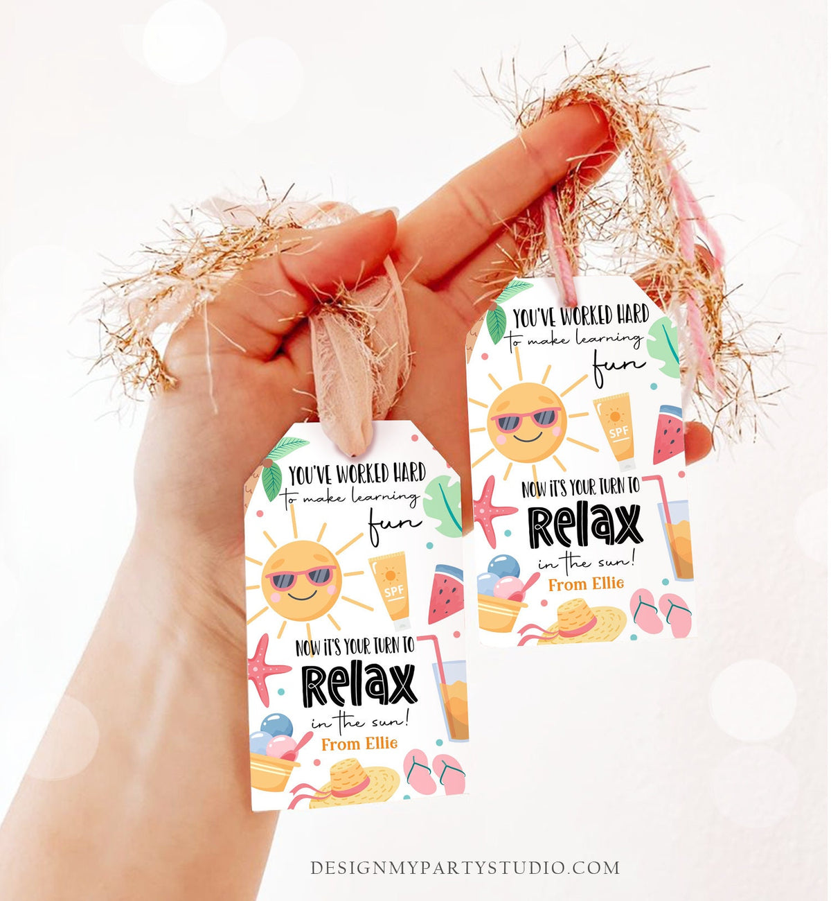 Editable Summer Teacher Appreciation Gift Tag Kids Your Turn To Relax In The Sun End Of School Year Digital Download Template Printable 0464