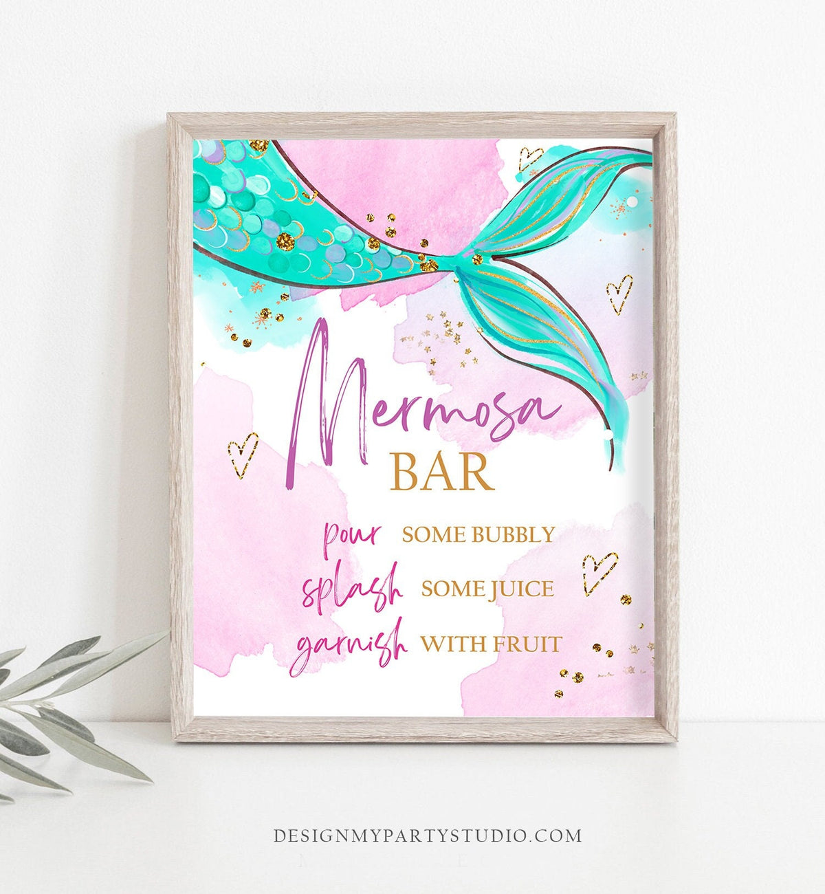 Mermosa Bar Sign Mimosa Bar Sign Mermaid Birthday Sign Table Decor Teal Pink Party Under The Sea Baby Shower Instant Download Printable 0403