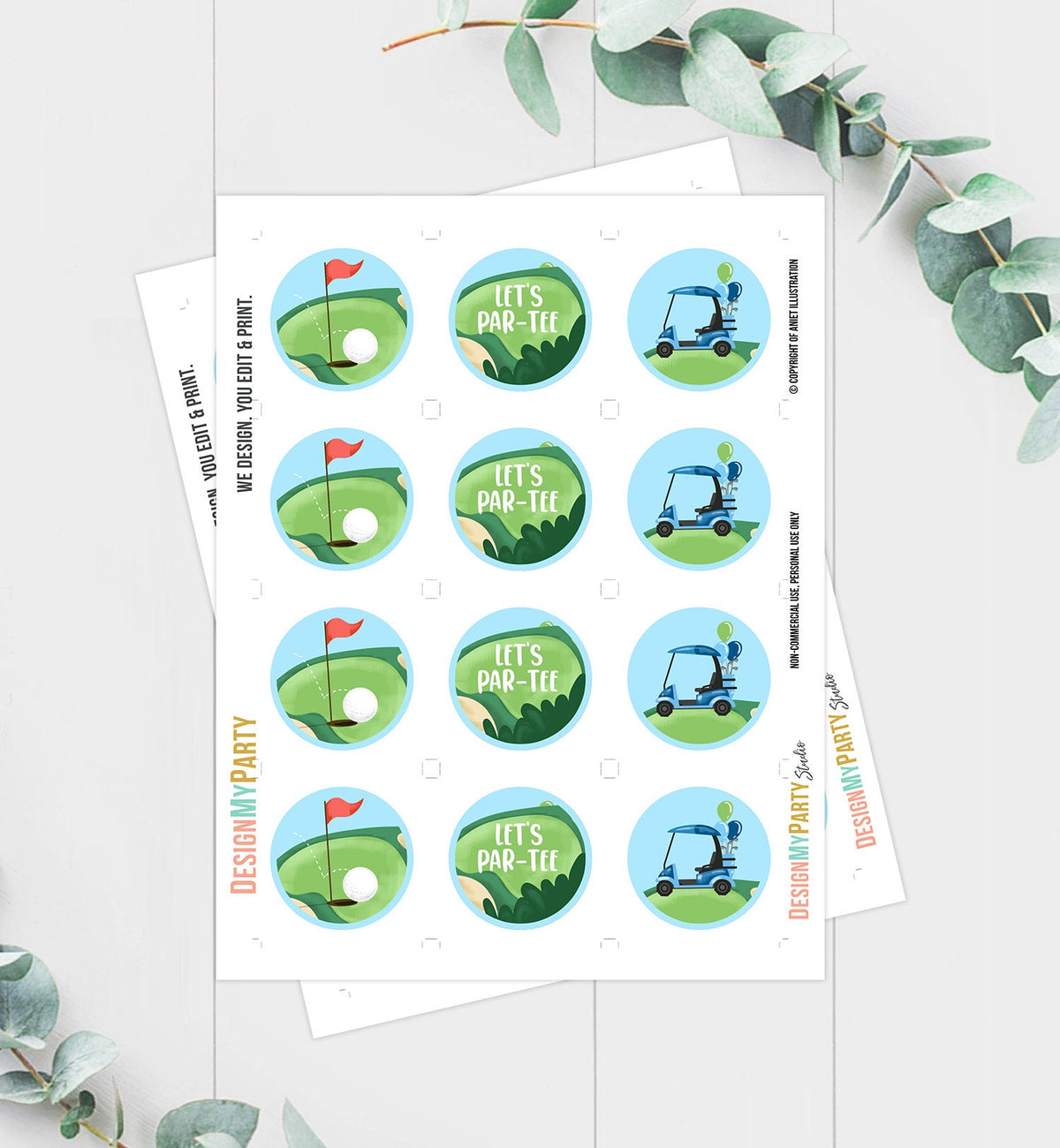 Golf Cupcake Toppers Golf Birthday Boy Hole in One Birthday Par-tee Favor Tags First Birthday Golfing Boy Download Digital PRINTABLE 0405