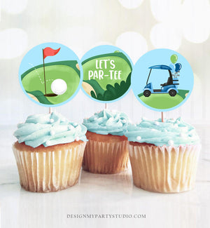 Golf Cupcake Toppers Golf Birthday Boy Hole in One Birthday Par-tee Favor Tags First Birthday Golfing Boy Download Digital PRINTABLE 0405