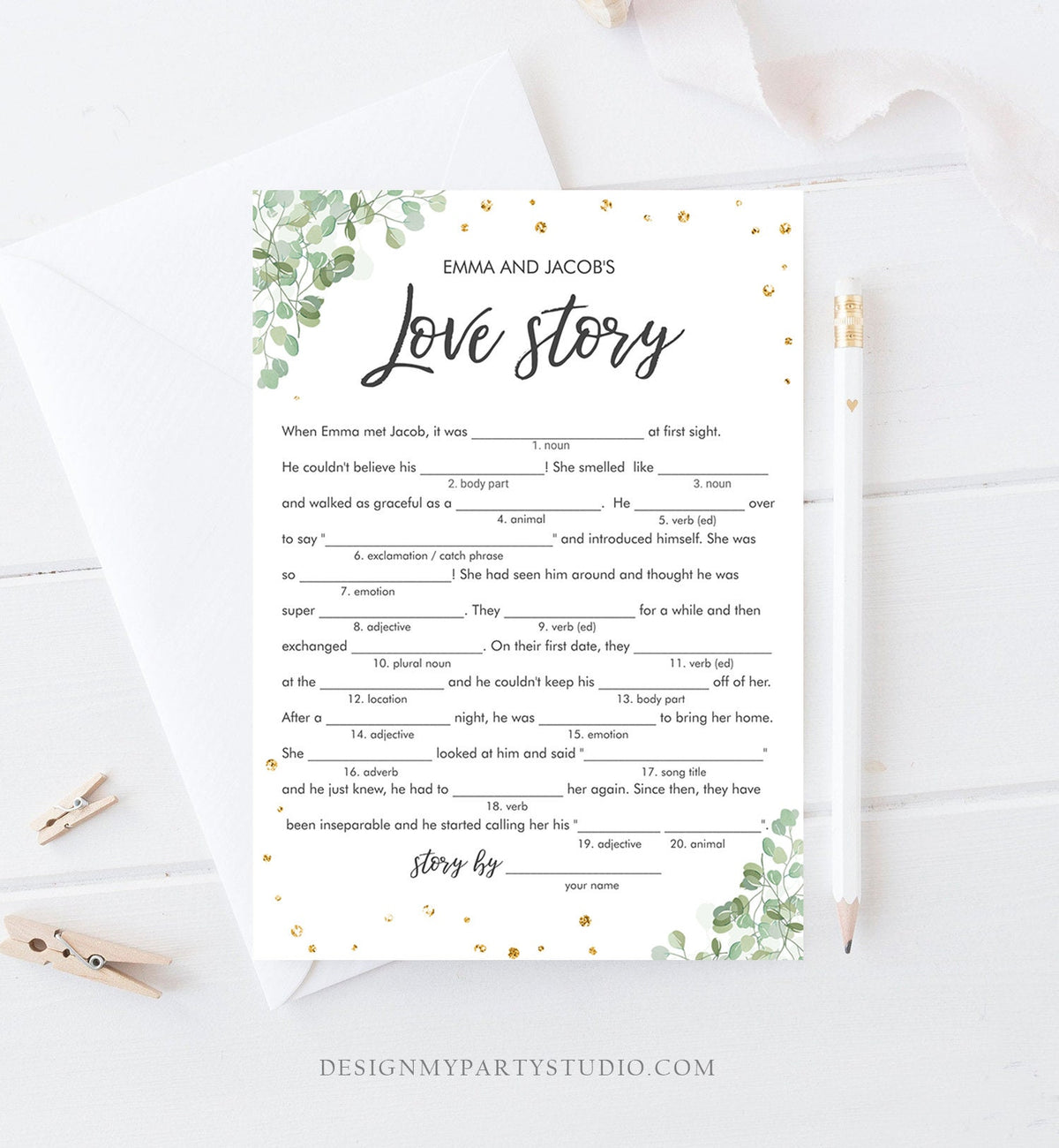 Editable Eucalyptus Bridal Shower Games Travel Adventure Bundle Greenery Wedding Shower Activity Confetti Corjl Template Printable 0030