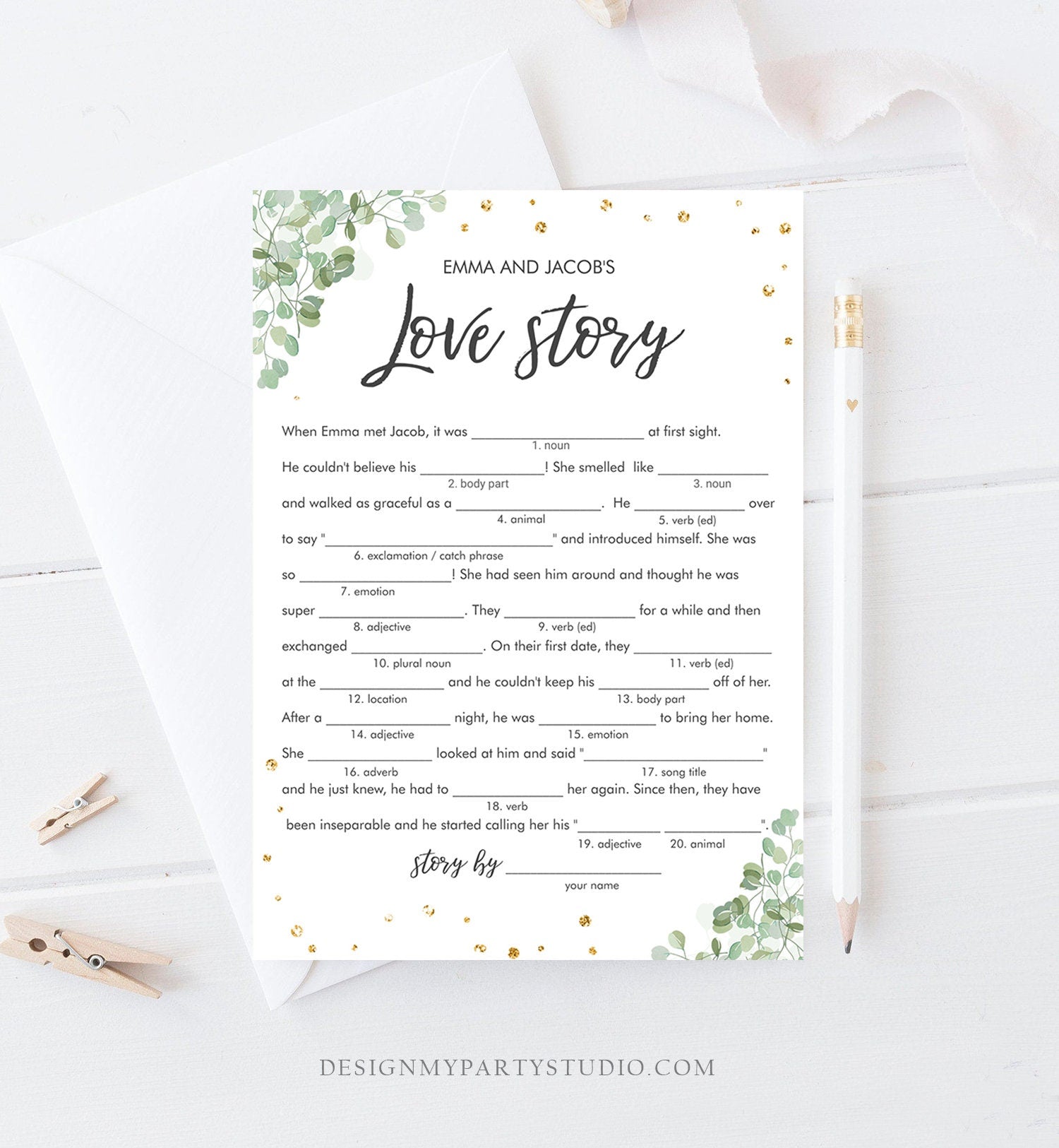 Editable Eucalyptus Bridal Shower Games Travel Adventure Bundle Greenery Wedding Shower Activity Confetti Corjl Template Printable 0030