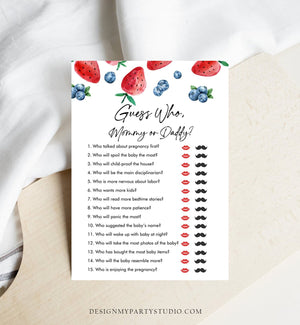 Editable Mommy or Daddy Baby Shower Game Guess Who Strawberry Blueberry Baby Shower Berry Sweet Download Corjl Template Printable 0399