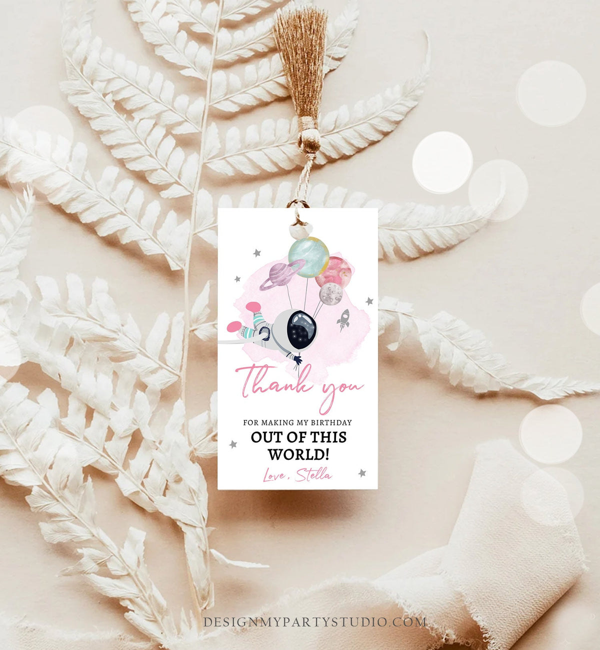Editable Outer Space Favor Tag Astronaut Birthday Thank you Label Galaxy Gift Tag Trip Out Of World Planets Digital Template Printable 0366
