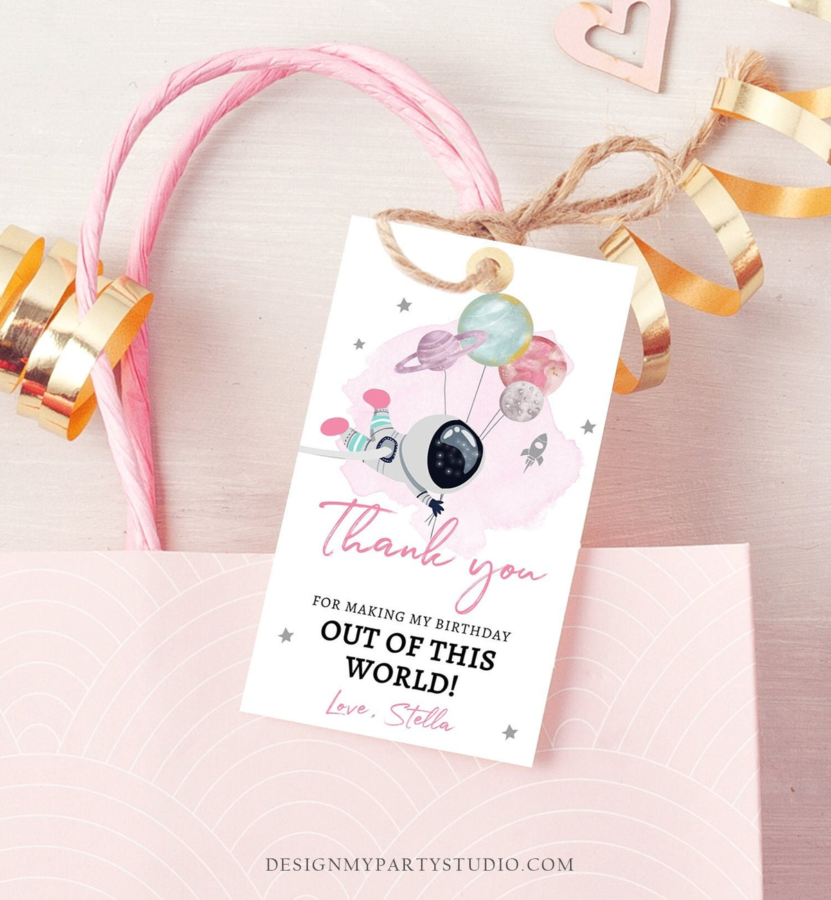 Editable Outer Space Favor Tag Astronaut Birthday Thank you Label Galaxy Gift Tag Trip Out Of World Planets Digital Template Printable 0366