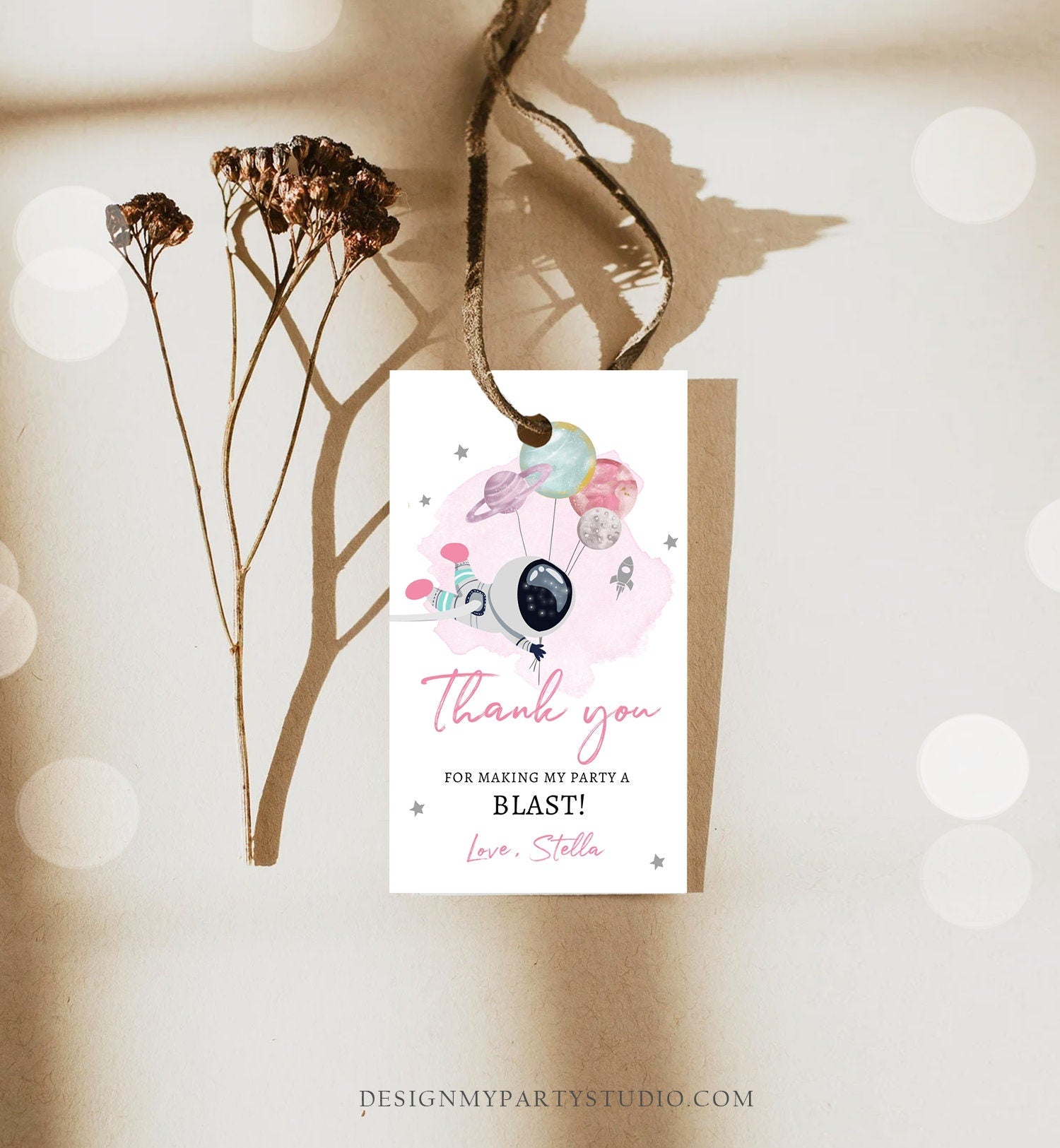 Editable Outer Space Favor Tags Space Birthday Thank you Label Galaxy Gift tags Trip Around the Sun Planets Download Template Printable 0366