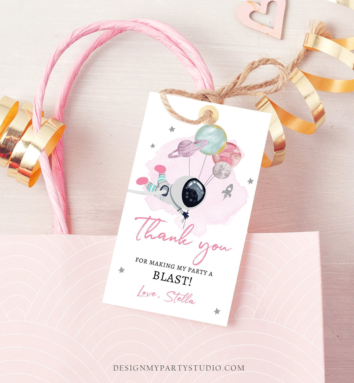 Editable Outer Space Favor Tags Space Birthday Thank you Label Galaxy Gift tags Trip Around the Sun Planets Download Template Printable 0366