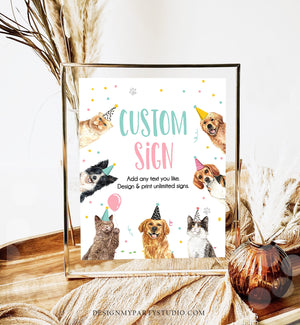 Editable Custom Sign Dogs and Cats Birthday Kitten Birthday Party Sign Girl Pawty Decor Table Sign Decoration 8x10 Download Printable 0384