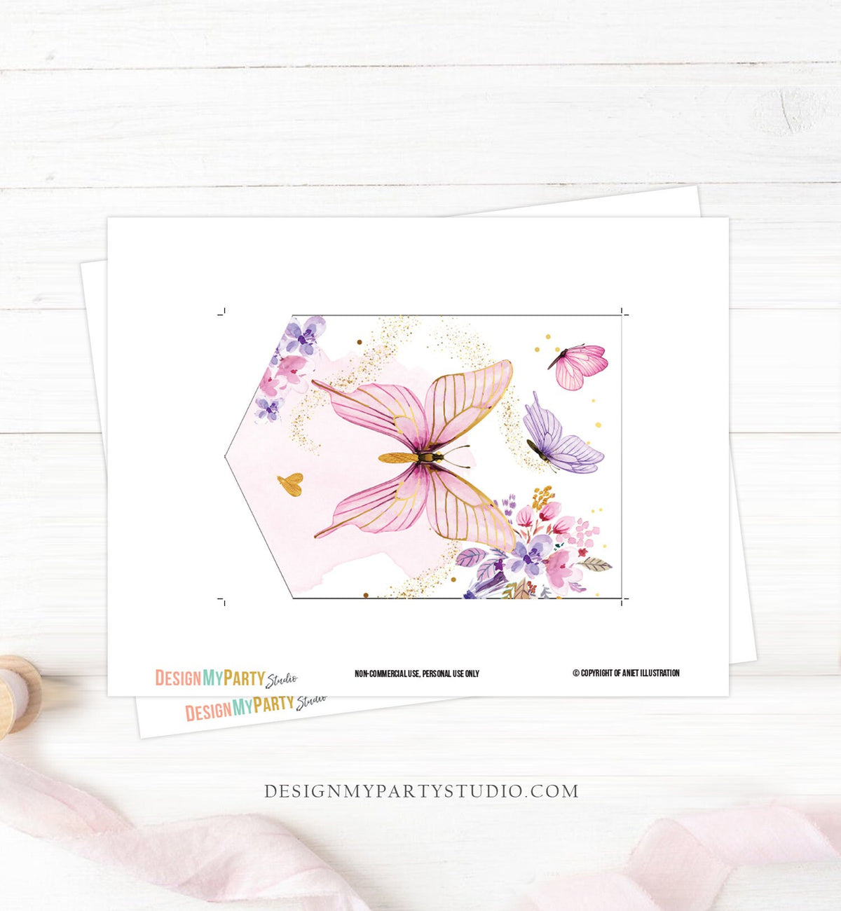 Butterfly A-Z Alphabet Banner Birthday Baby Shower Purple Pink Girl Floral Numbers Letters First Happy Birthday Banner Decor Printable 0437