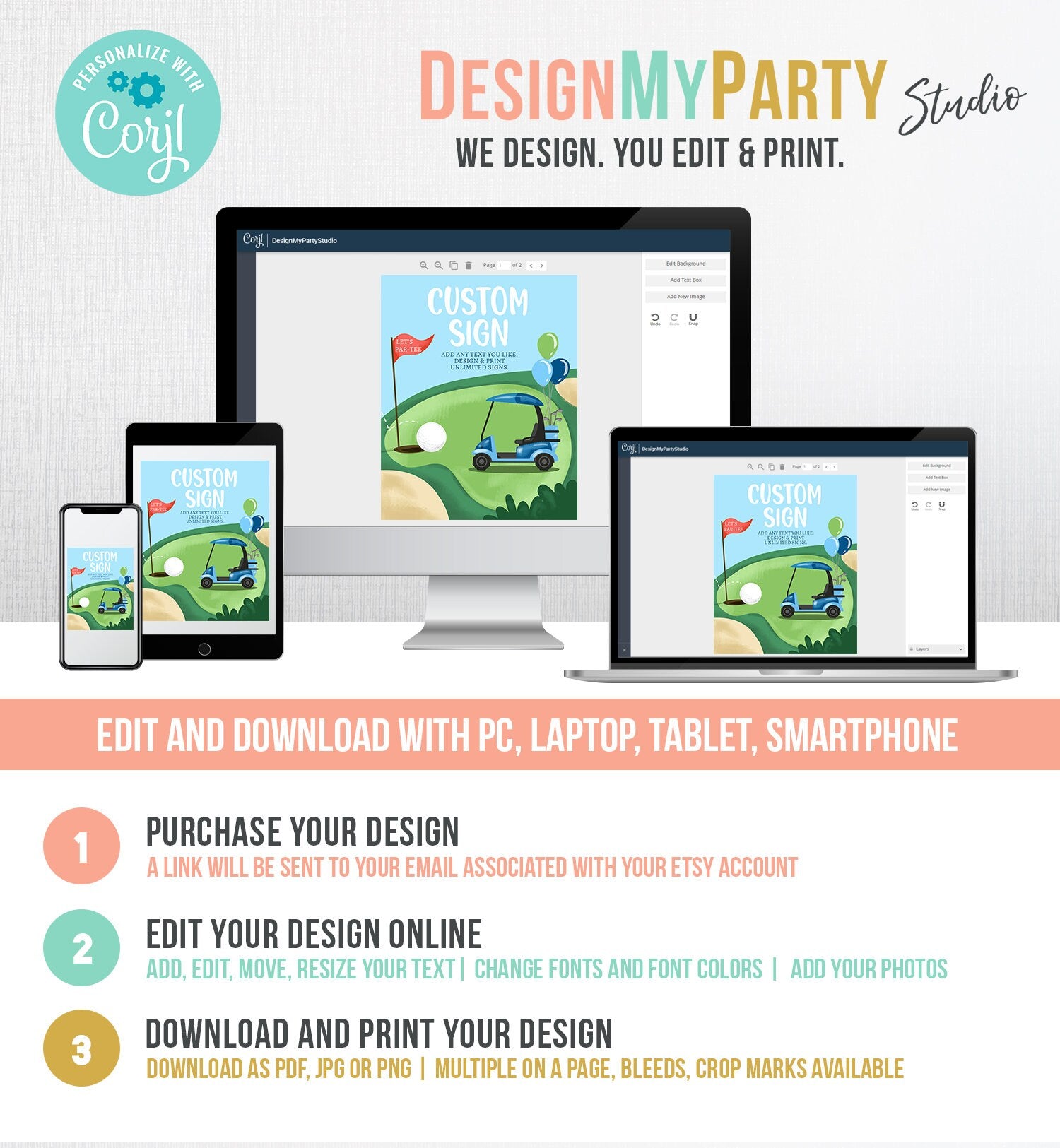 Editable Custom Sign Golf Birthday Party Sign Hole in One Birthday Par-tee Golf Table Sign Decor Digital Download Template Printable 0405