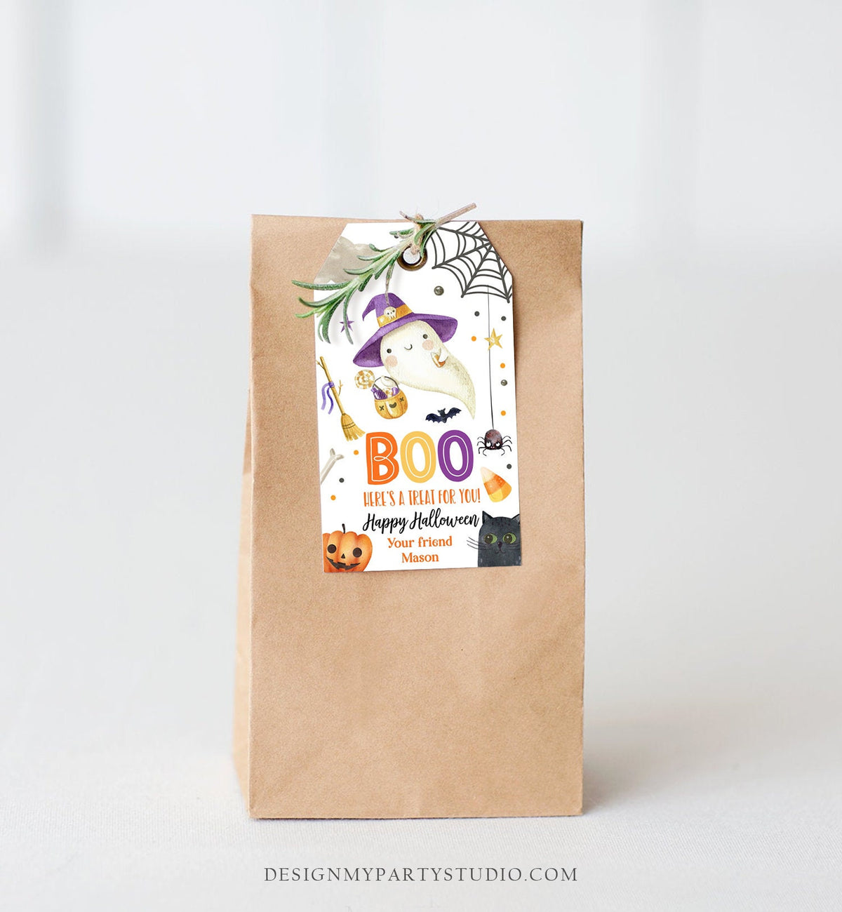 Editable Halloween Favor Tags Boo Gift Tags Costume Party Trick Or Treat Favor Tags Ghost Treat Tag Digital Download Template Printable 0261