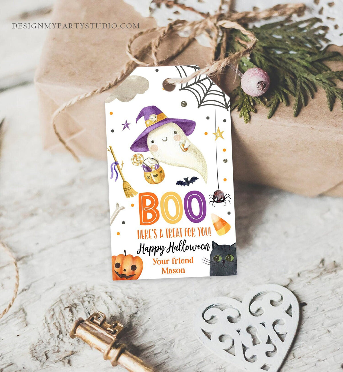 Editable Halloween Favor Tags Boo Gift Tags Costume Party Trick Or Treat Favor Tags Ghost Treat Tag Digital Download Template Printable 0261