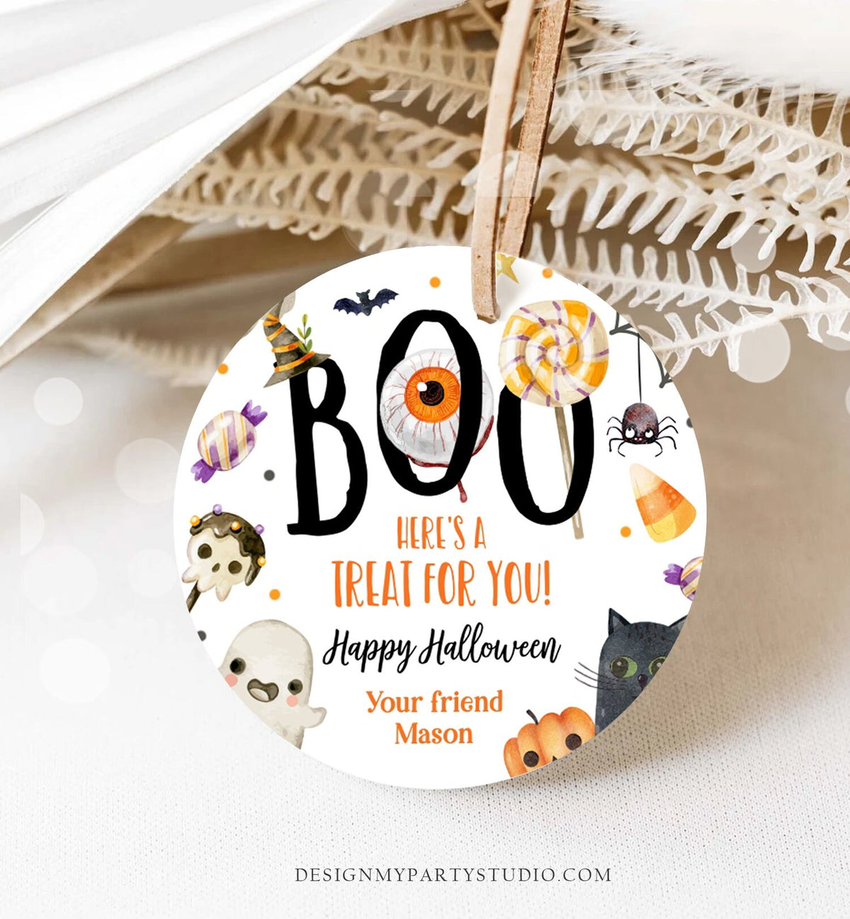 Editable Halloween Favor Tags Boo Gift Tags Costume Party Trick Or Treat Favor Tags Ghost Treat Tag Digital Download Template Printable 0261