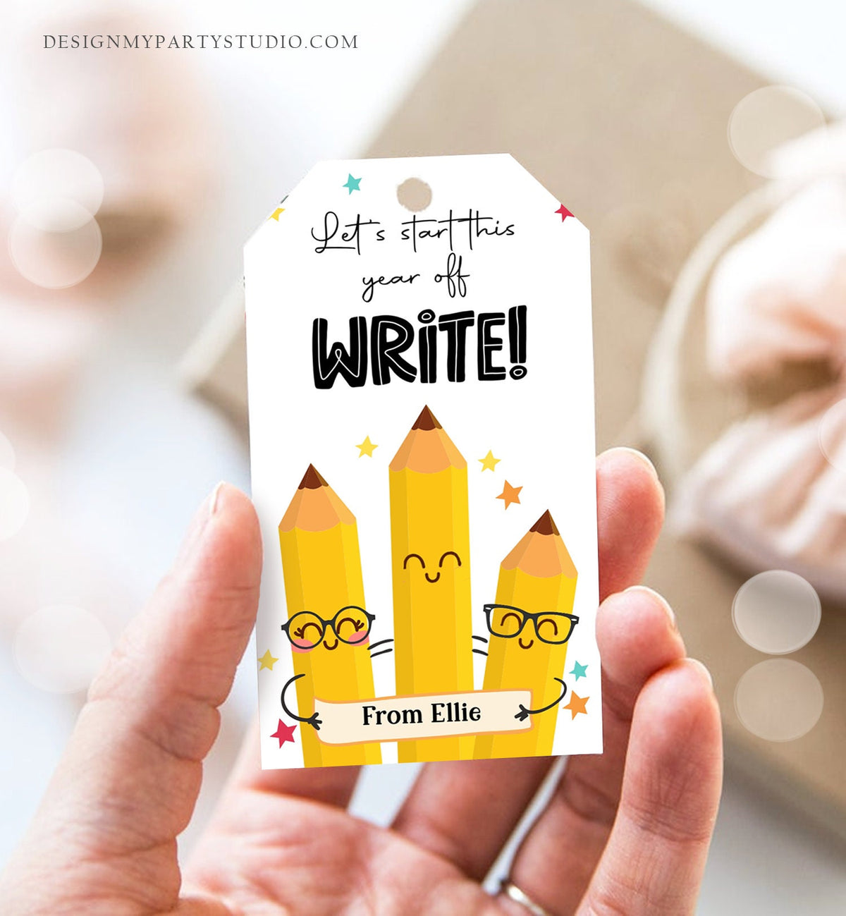 Editable Back to School Gift Tags Classroom Welcome Back Happy First Day of School Favor Tag Pencil Write Digital Template Printable 0464