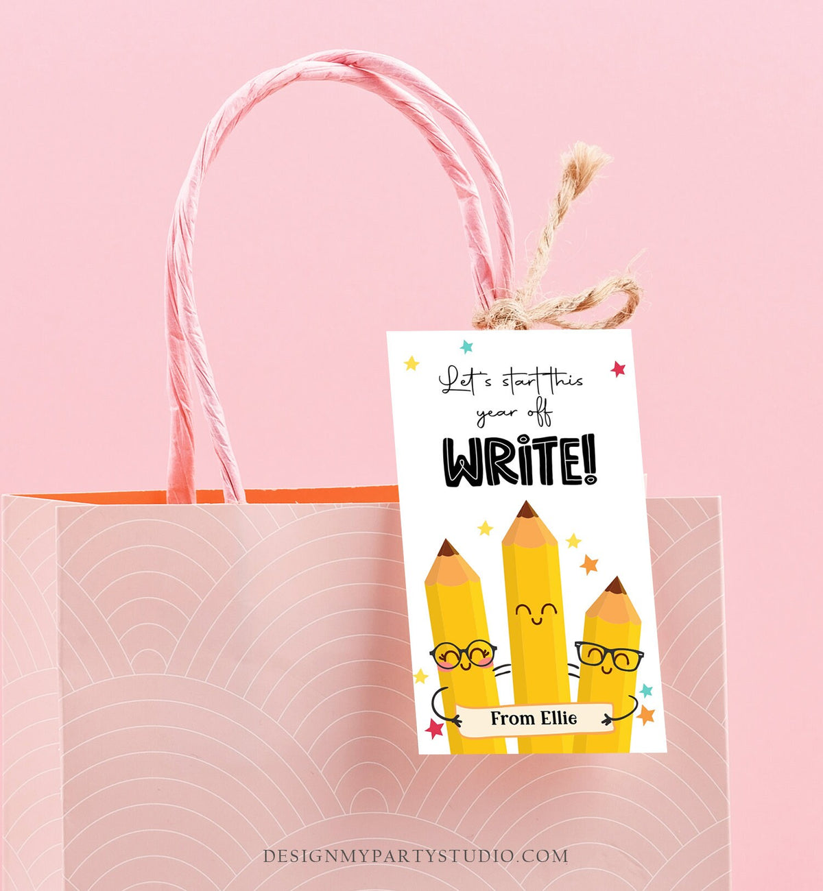 Editable Back to School Gift Tags Classroom Welcome Back Happy First Day of School Favor Tag Pencil Write Digital Template Printable 0464