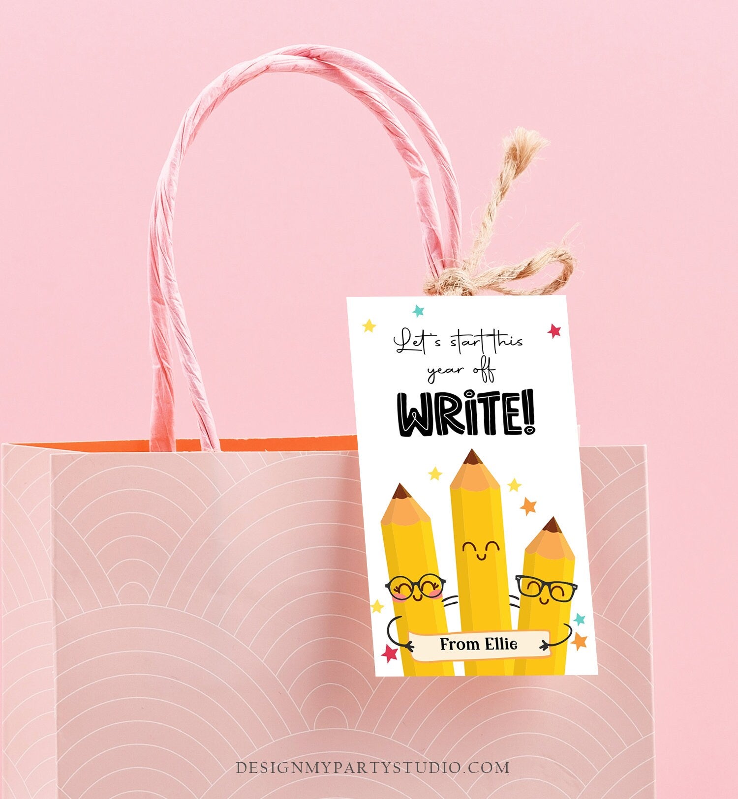 Editable Back to School Gift Tags Classroom Welcome Back Happy First Day of School Favor Tag Pencil Write Digital Template Printable 0464