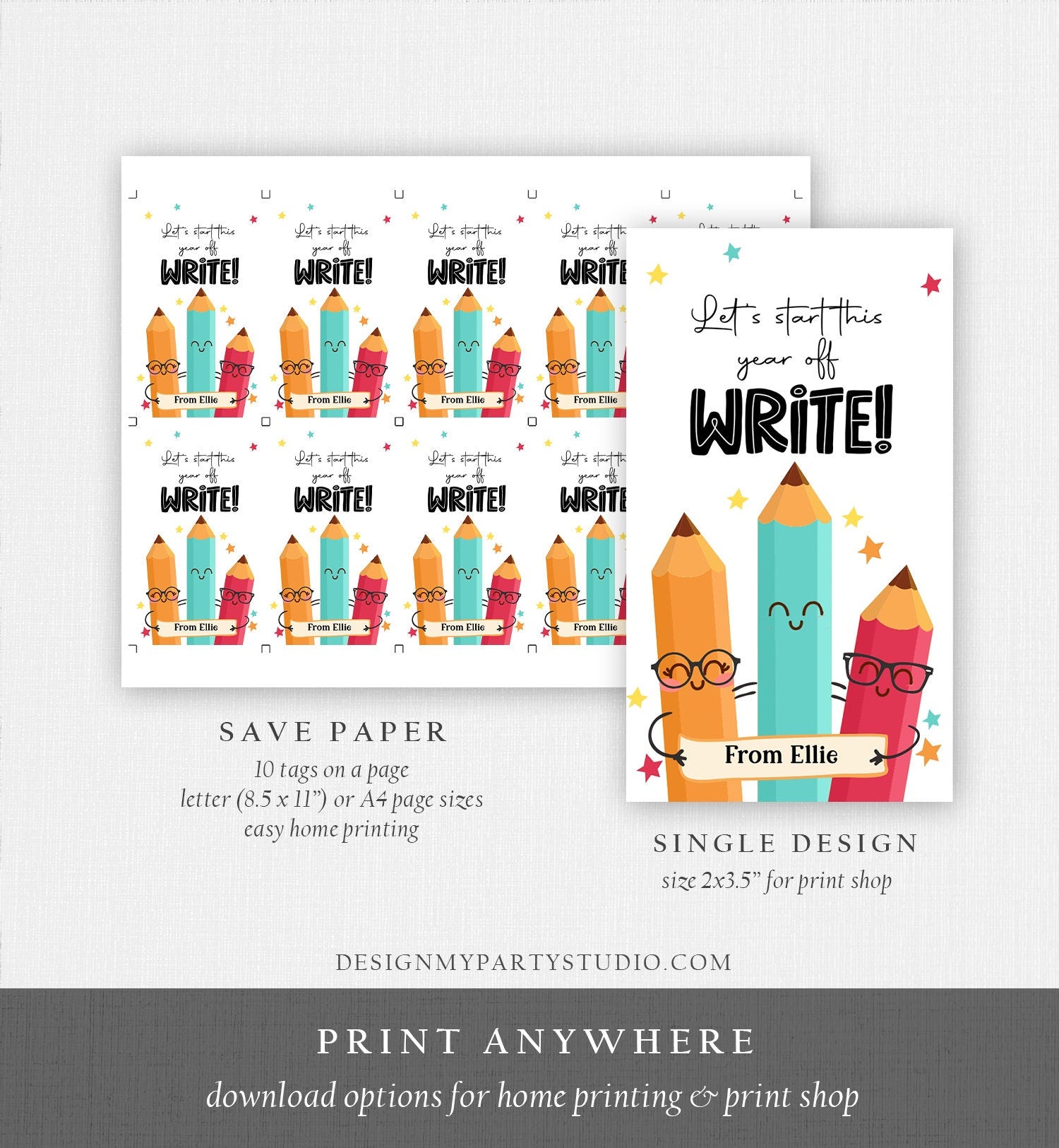 Editable Back to School Gift Tags Classroom Welcome Back Happy First Day of School Favor Tag Pencil Write Digital Download Printable 0464