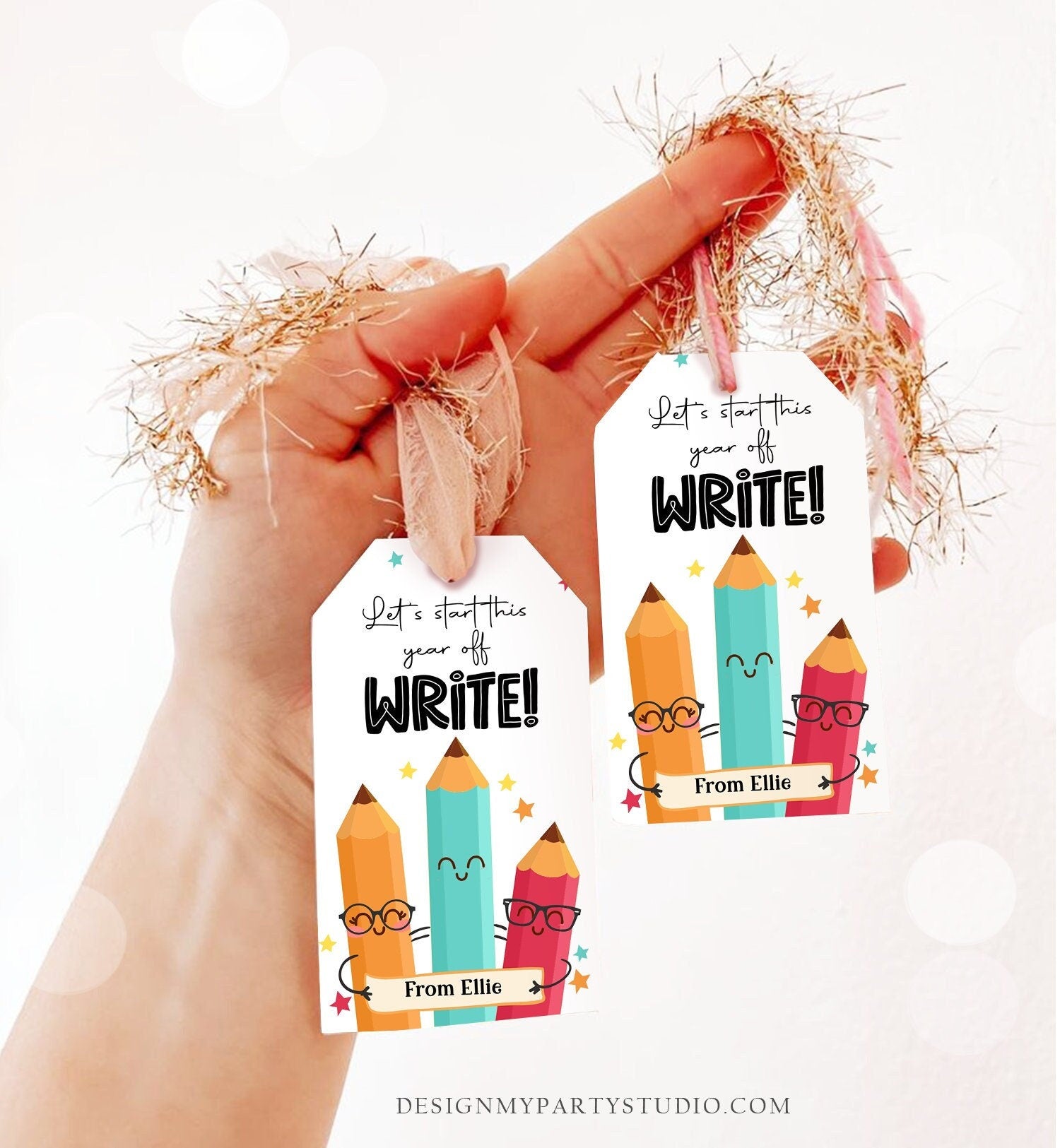 Editable Back to School Gift Tags Classroom Welcome Back Happy First Day of School Favor Tag Pencil Write Digital Download Printable 0464