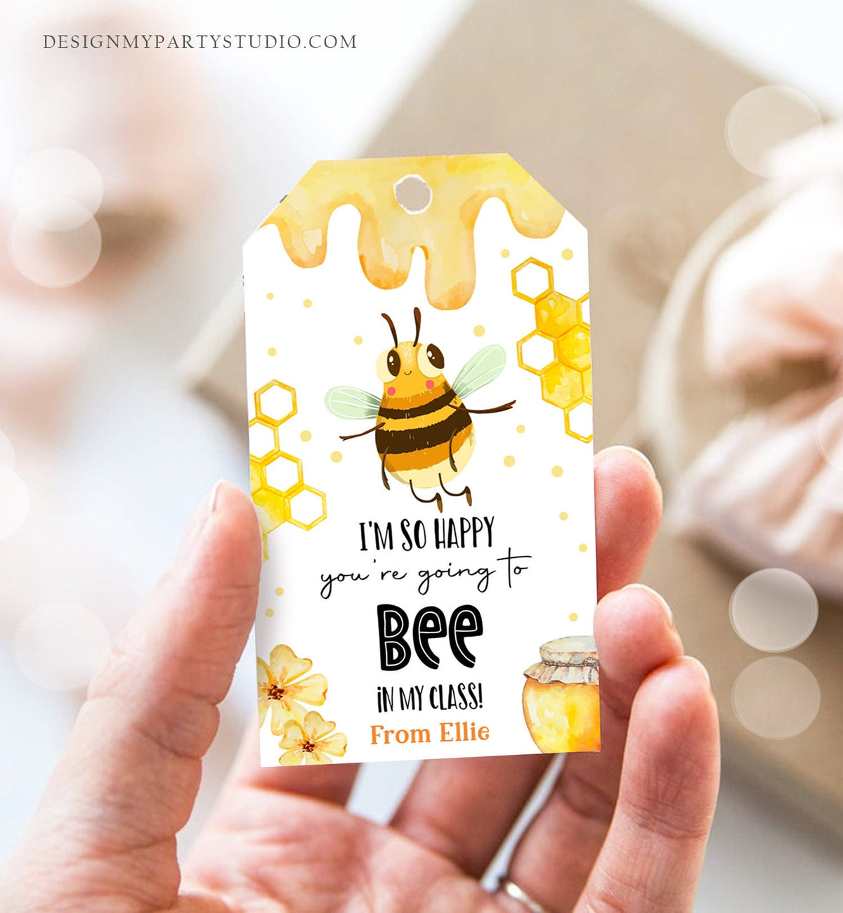 Editable Back to School Treat Tags Classroom Bee in My Class First Day of School Favor Tag Honey Gift Tag Digital Template Printable 0464