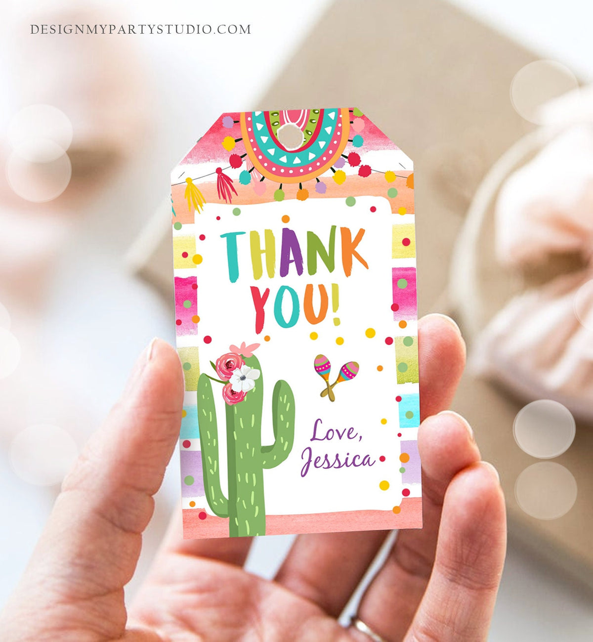 Editable Fiesta Favor tags Fiesta Thank you tags Cactus Mexican Label tags Muchas Gracias Birthday Shower Floral Template Digital 0134