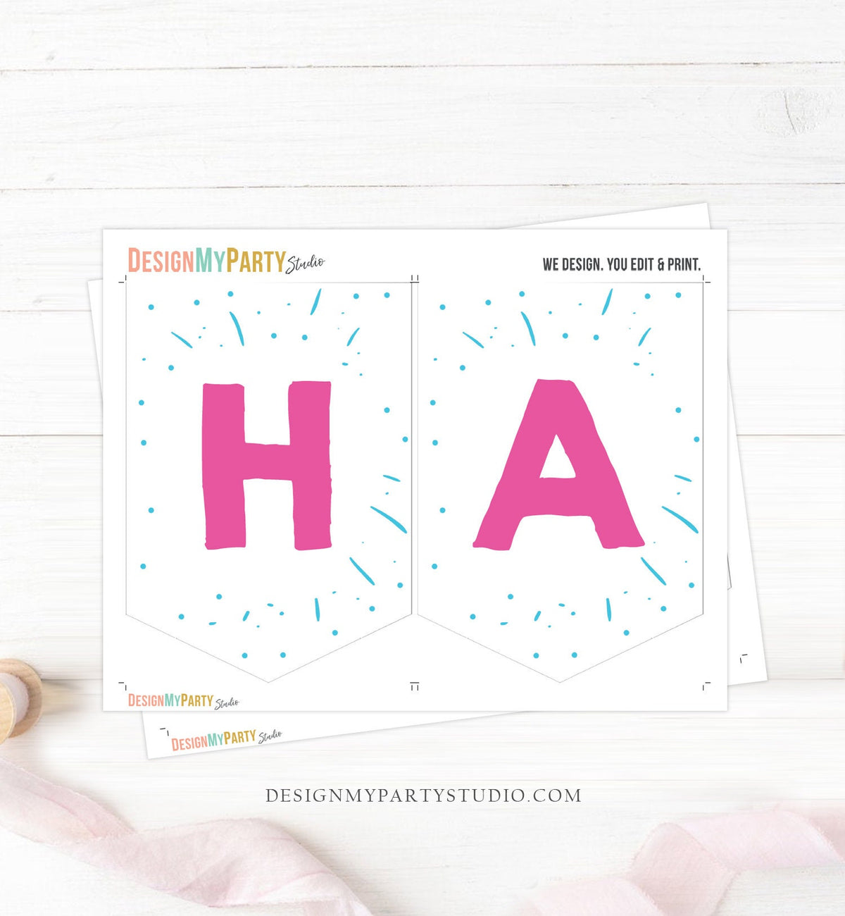 Happy Birthday Banner Pool Party Birthday Splish Splash Birthday Bash Girl Pink Purple Beach Ball Digital Download Printable 0169