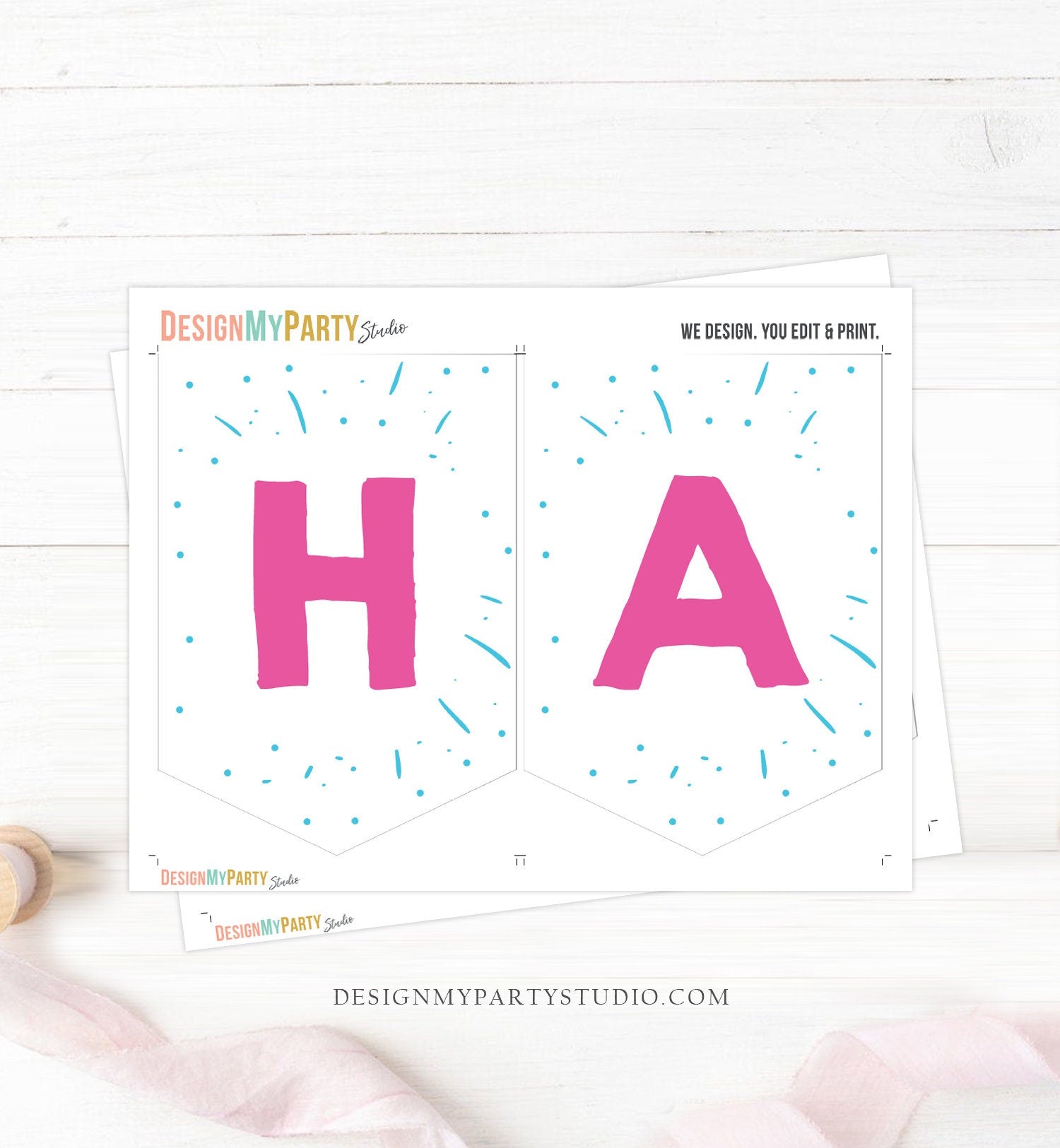 Happy Birthday Banner Pool Party Birthday Splish Splash Birthday Bash Girl Pink Purple Beach Ball Digital Download Printable 0169