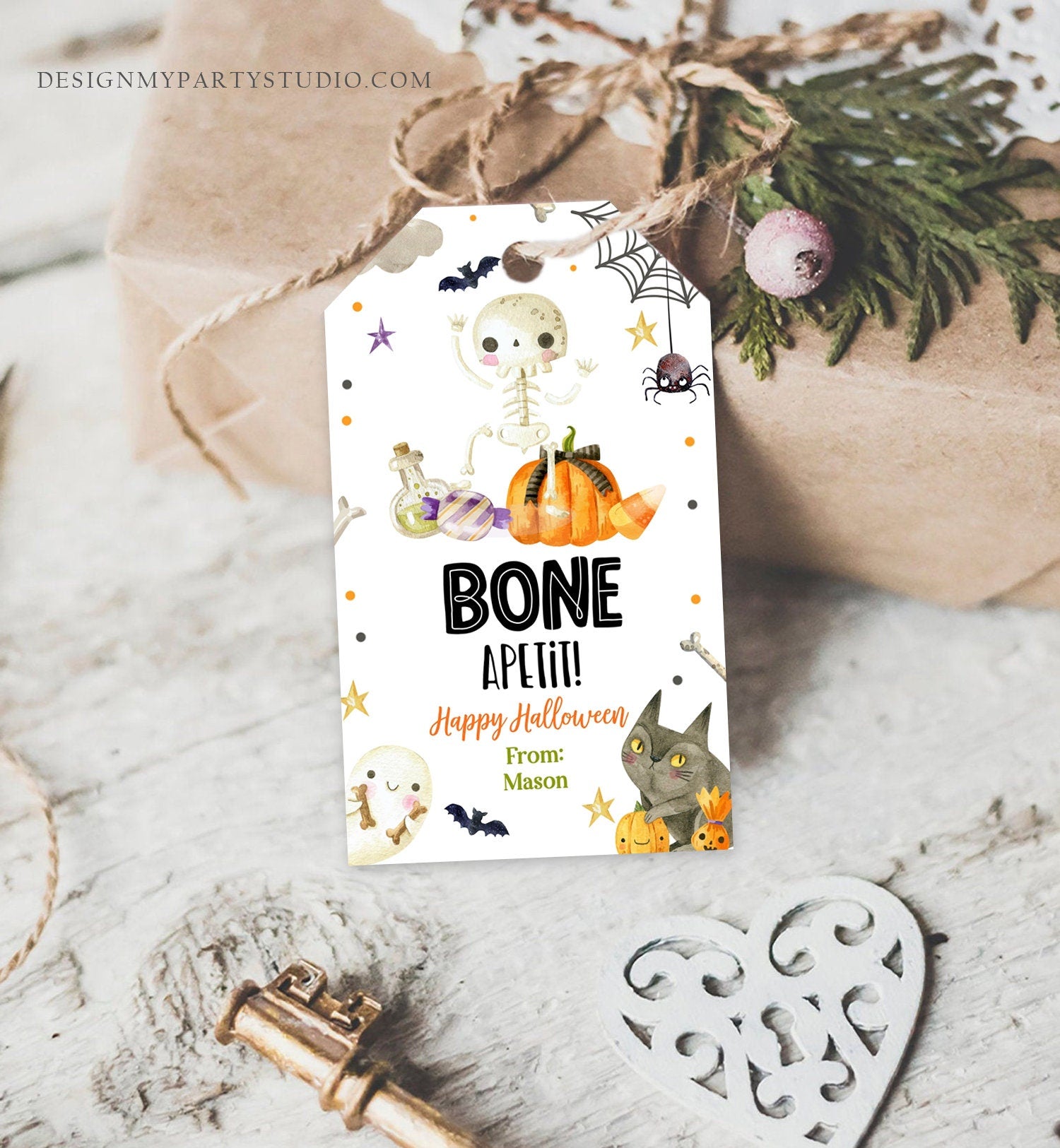 Editable Halloween Gift Tag Skeleton Gift Tags Trick Or Treat Halloween Cookie Tag School Treat Tag Digital Download Template Printable 0261
