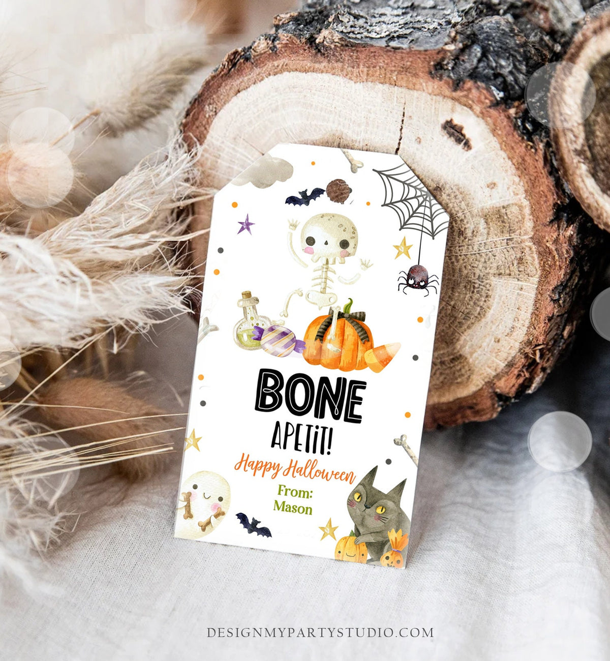 Editable Halloween Gift Tag Skeleton Gift Tags Trick Or Treat Halloween Cookie Tag School Treat Tag Digital Download Template Printable 0261