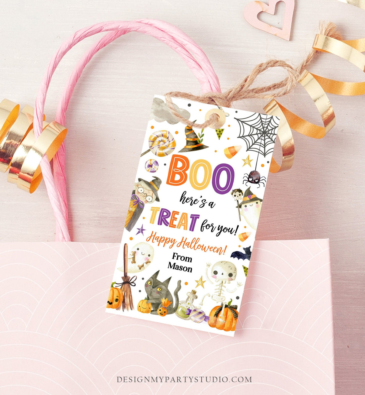 Editable Halloween Favor Tags Boo Gift Tags Costume Party Trick Or Treat Favor Tags Ghost Treat Tag Download Template Printable 0261 0475