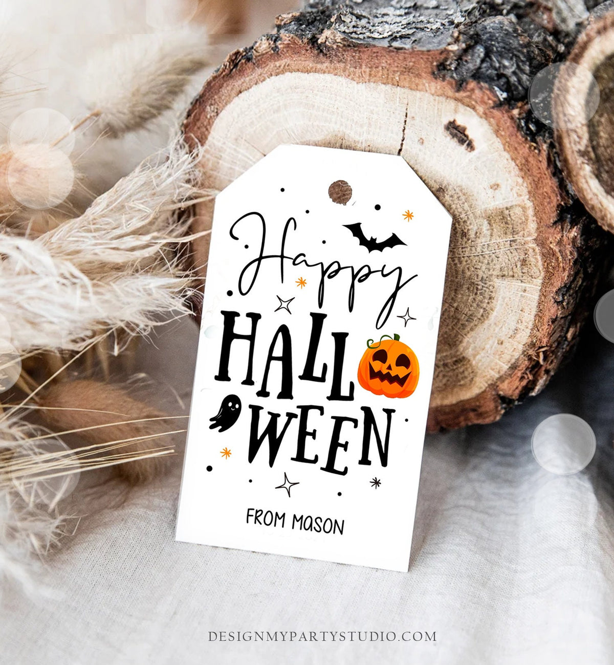 Editable happy Halloween Gift Tags Trick Or Treat Favor Tags Ghost Halloween Treat Tag Personalized Download Printable Template Corjl 0261